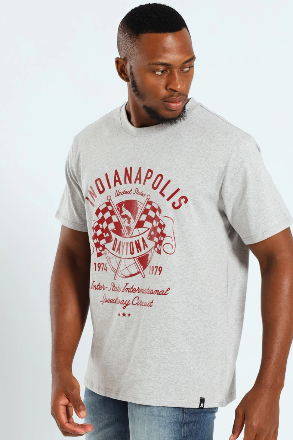 Race Flag Printed Tee - Grey Melange Comfortable All Day Wear