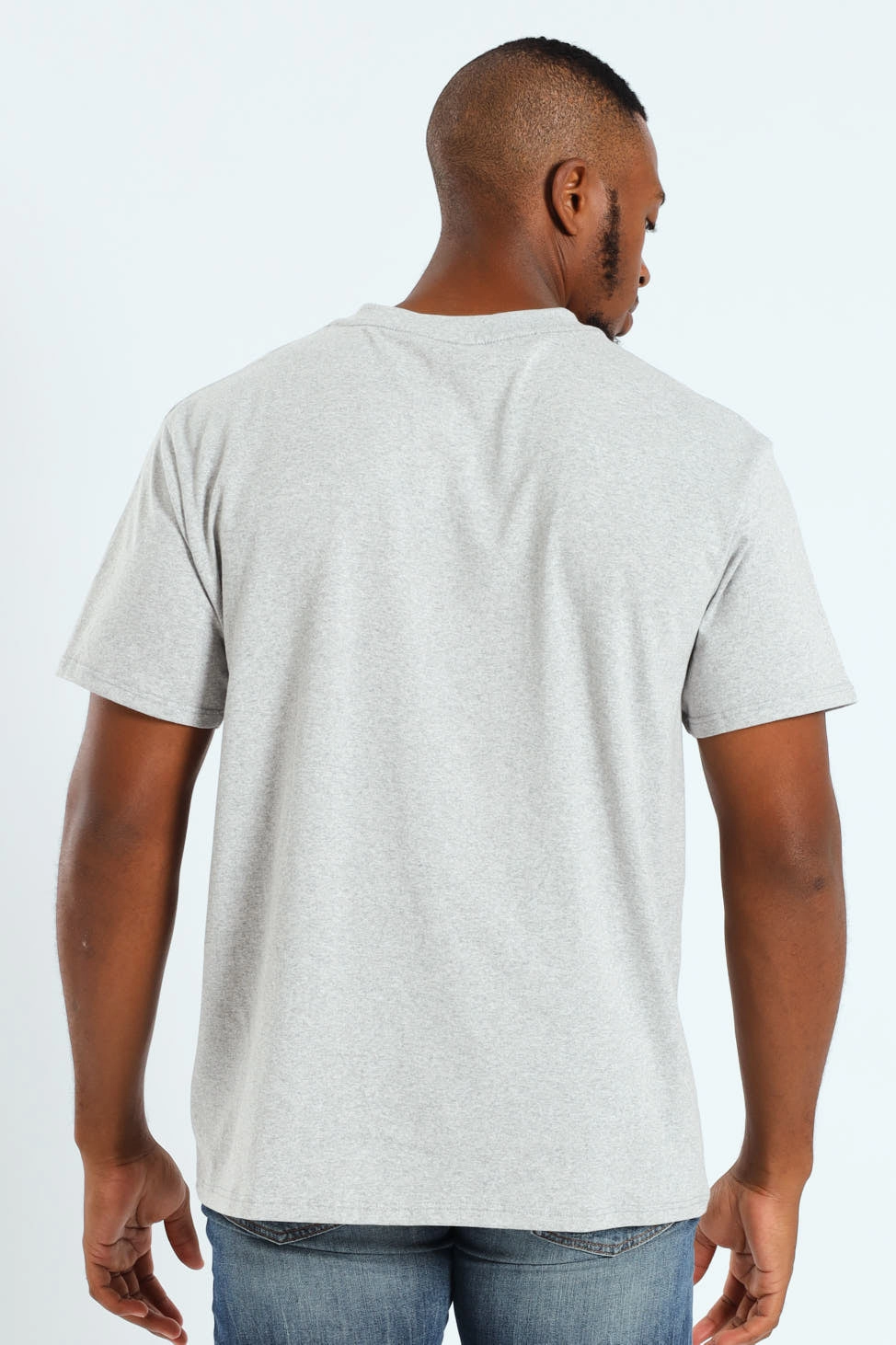 Race Flag Printed Tee - Grey Melange Relaxed Armhole Cut