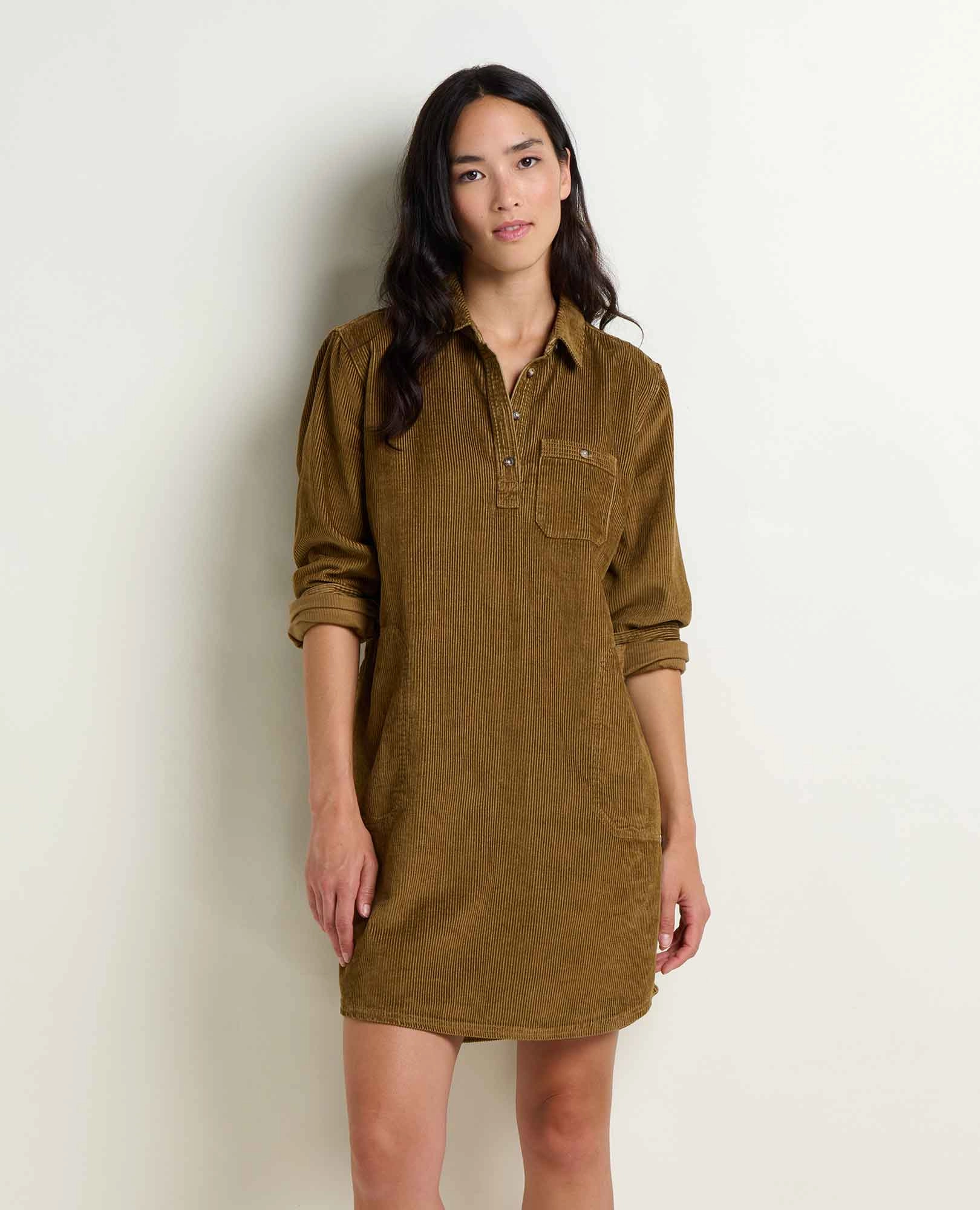 Dark Tones Comfortable Wear Cascadia Popover Cord Dress