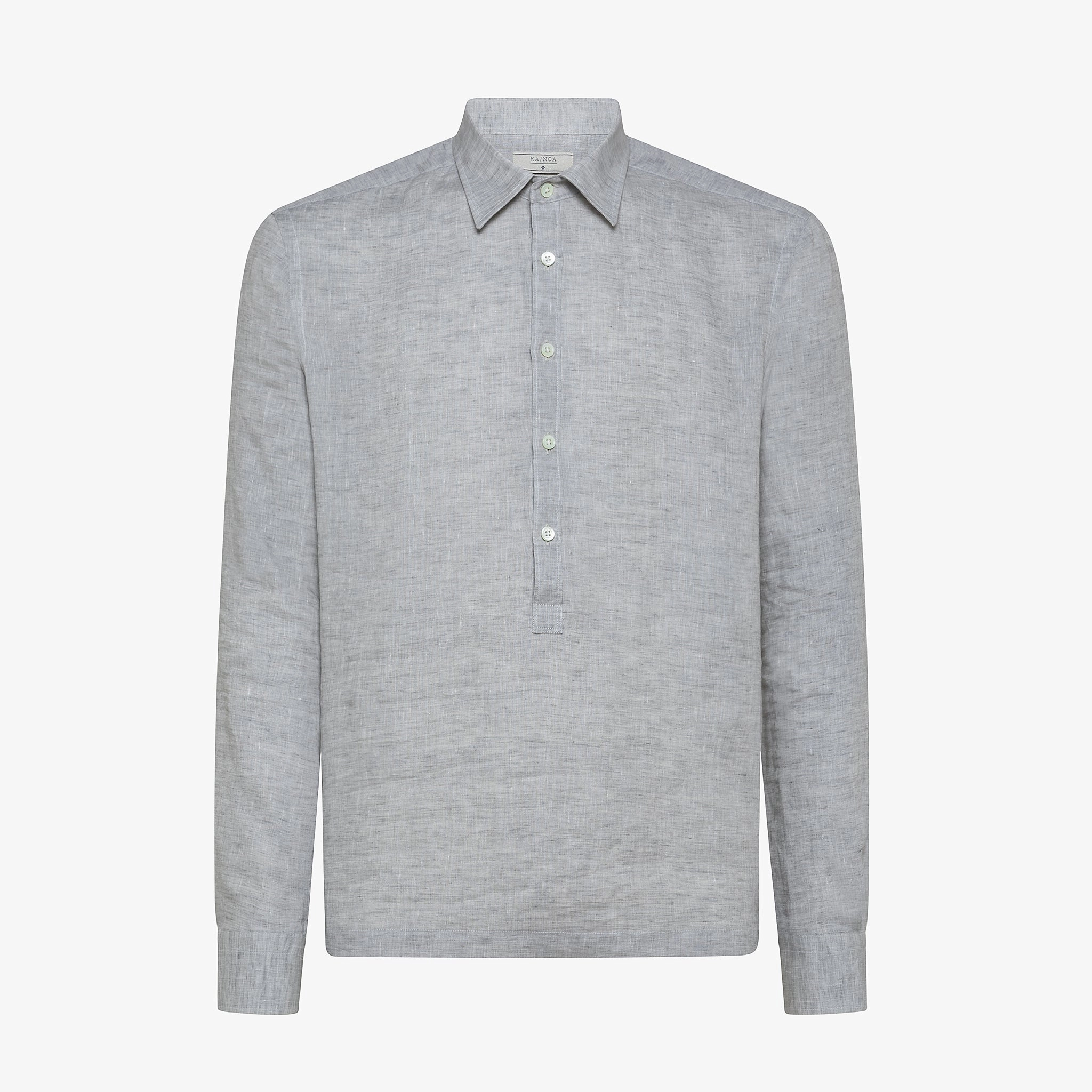 Raimond half-buttoned shirt in Capri Linen (Stone Grey) Modern Style Relaxed Vibe