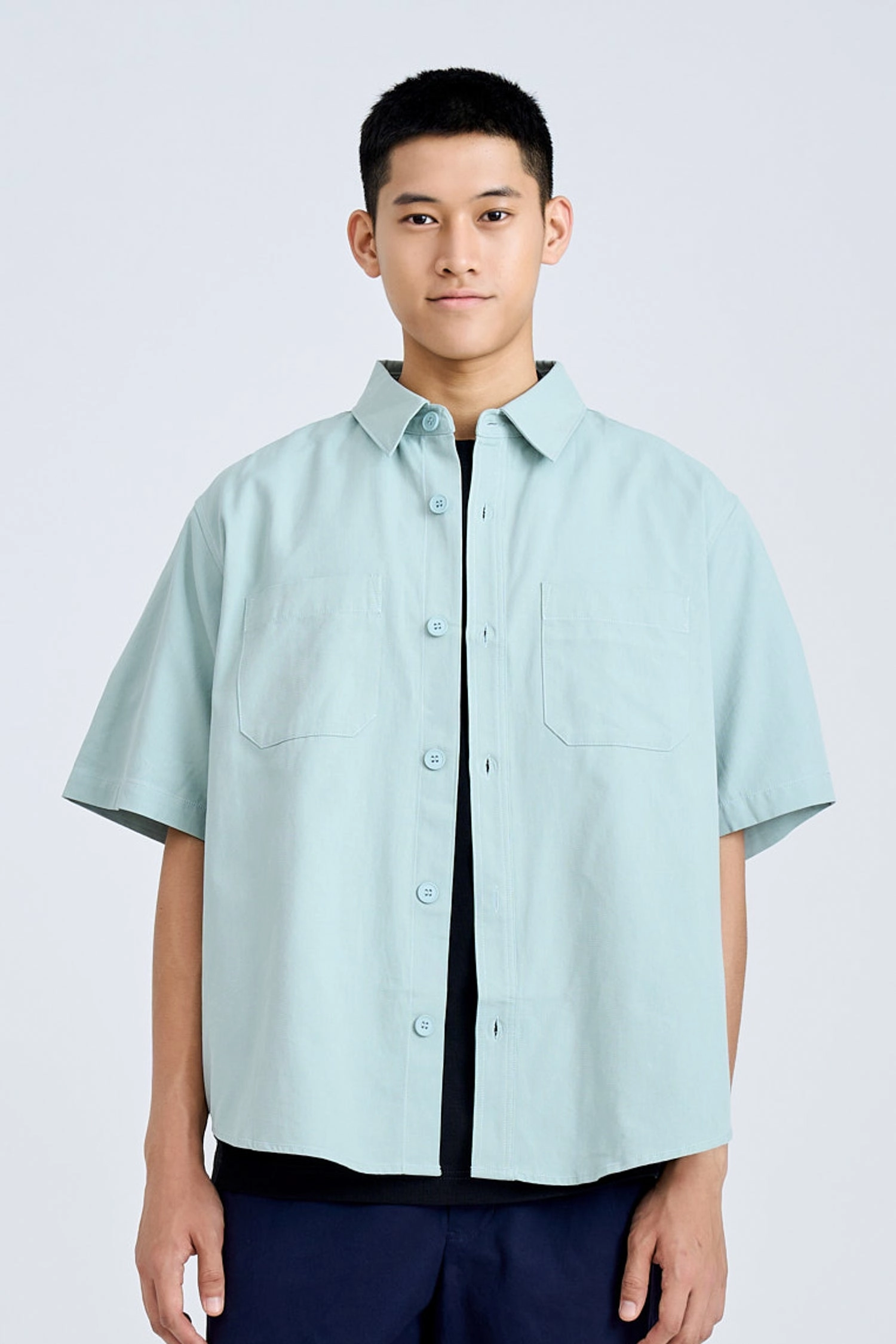 Casual Dual Pocket Shirt - Teal Green [AT] NonIrritating Fabric