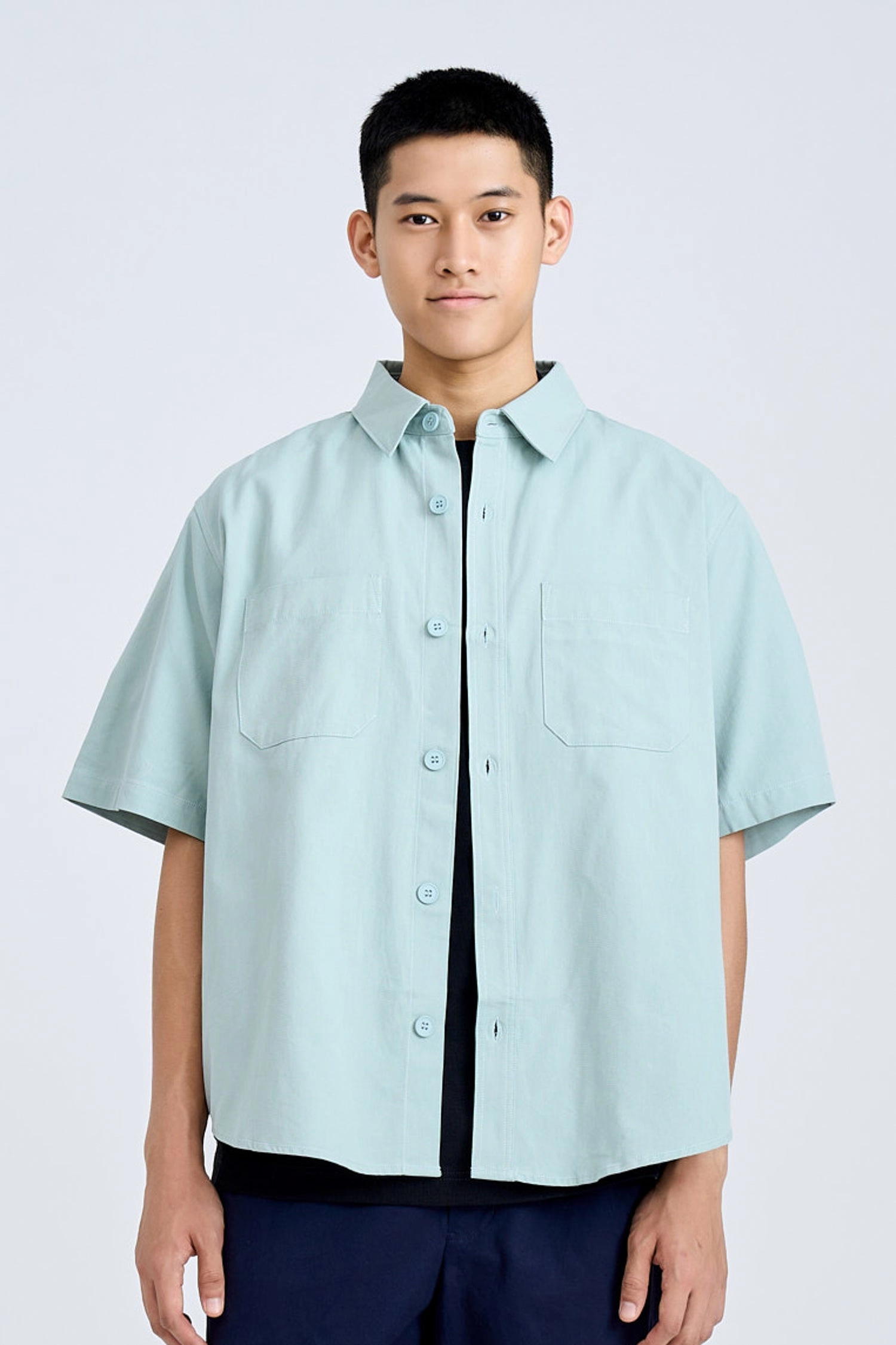 Casual Dual Pocket Shirt - Teal Green [AT] Daily Trend Look
