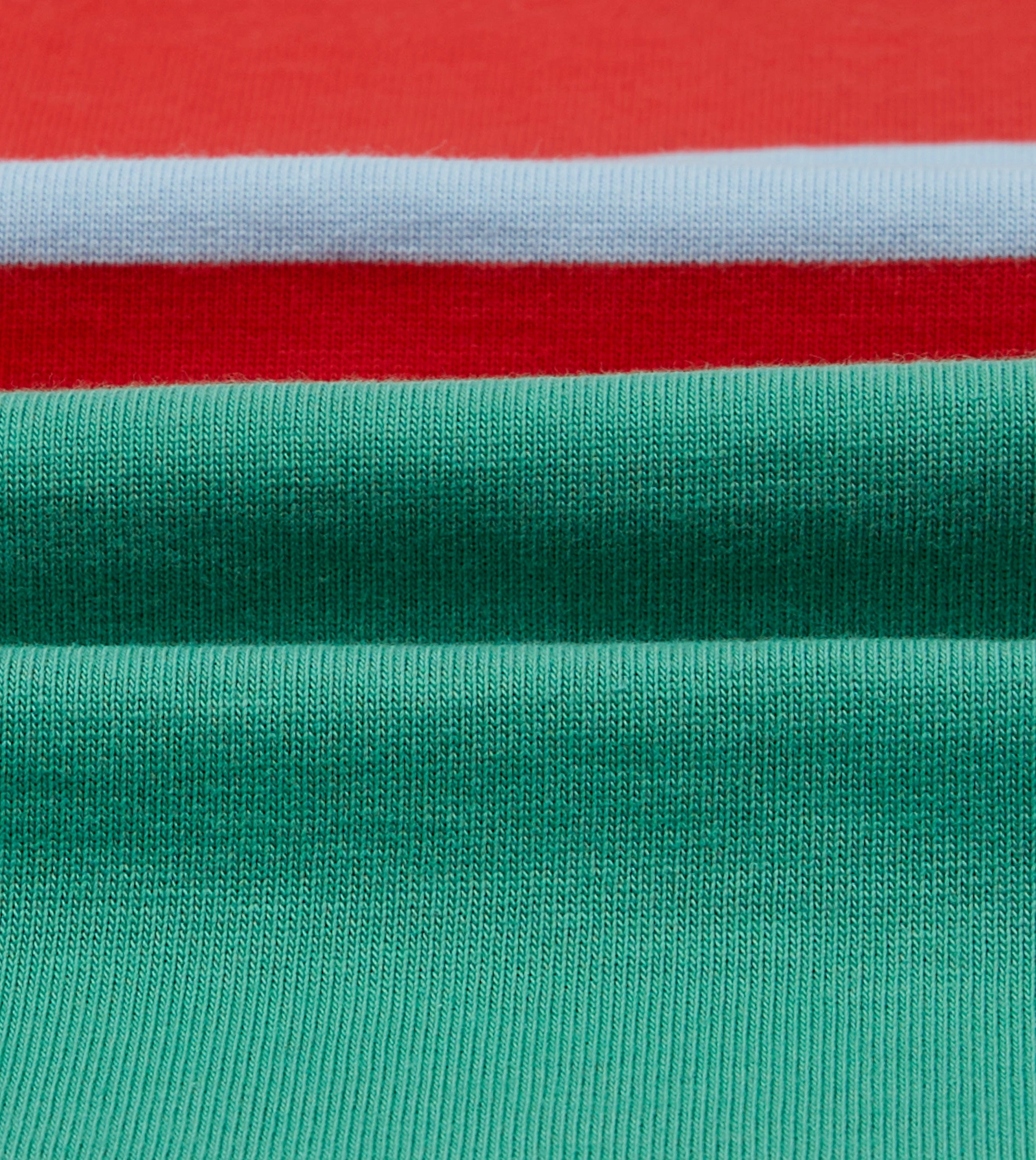 Tailored Cut Green, Blue and Red Centre Stripe Cotton Rugby Shirt