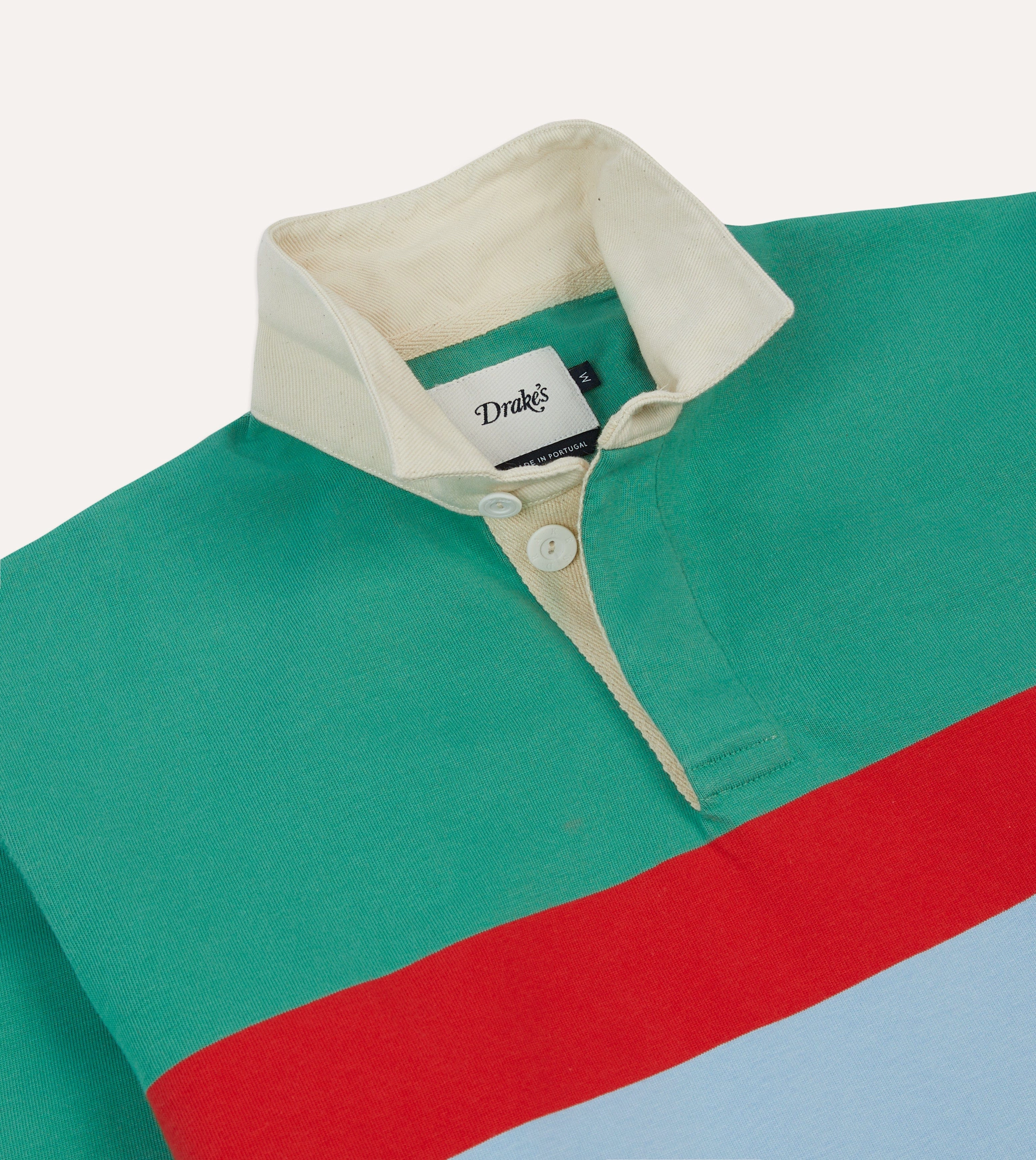 Luxurious Feel Green, Blue and Red Centre Stripe Cotton Rugby Shirt