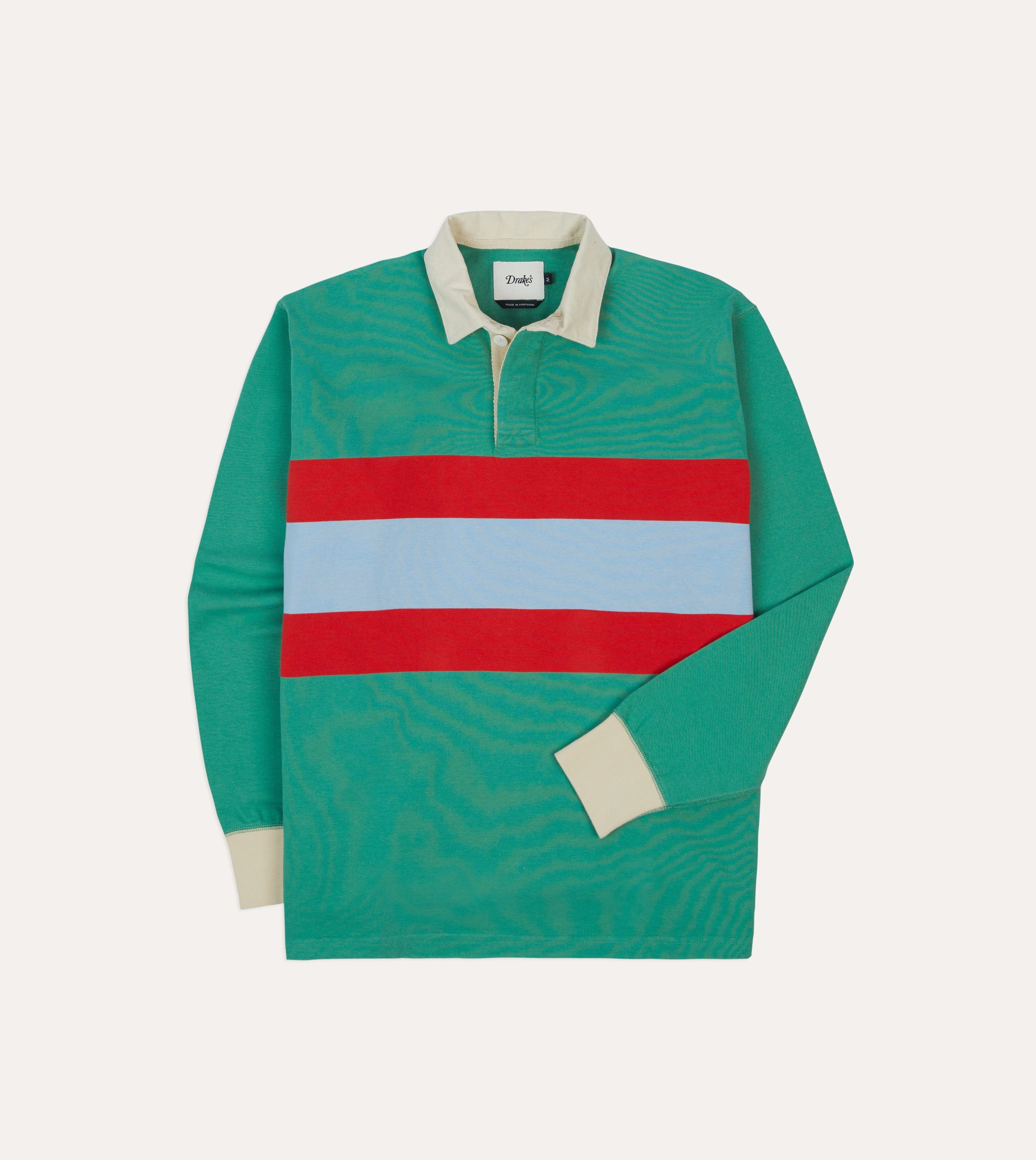 Green, Blue and Red Centre Stripe Cotton Rugby Shirt Temperature Regulating