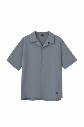 Open Collar Top - Elephant Grey Loose Fit Slim Silhouette