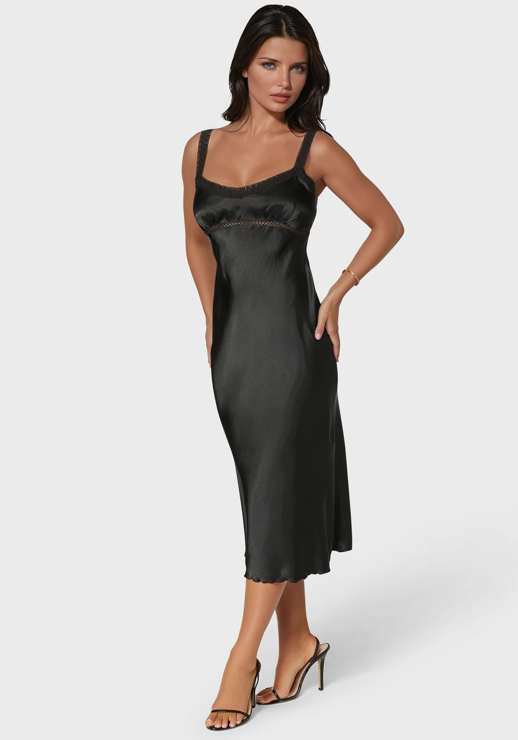 Elegant evening wear Satin Midi Dress