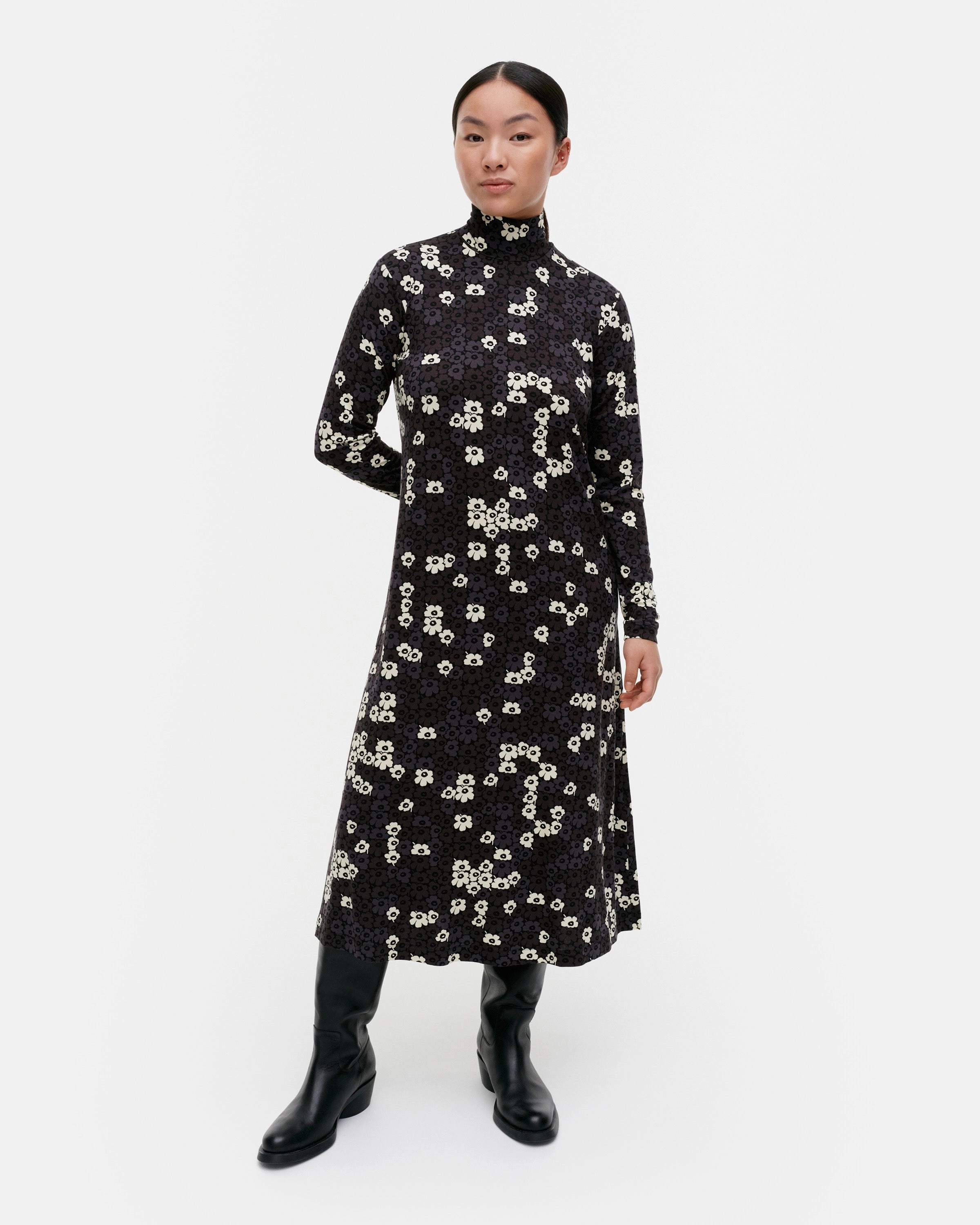 Bodycon Fit Minimalist Style Cavea Pikkuinen Unikko Turtleneck Jersey Dress 115cm