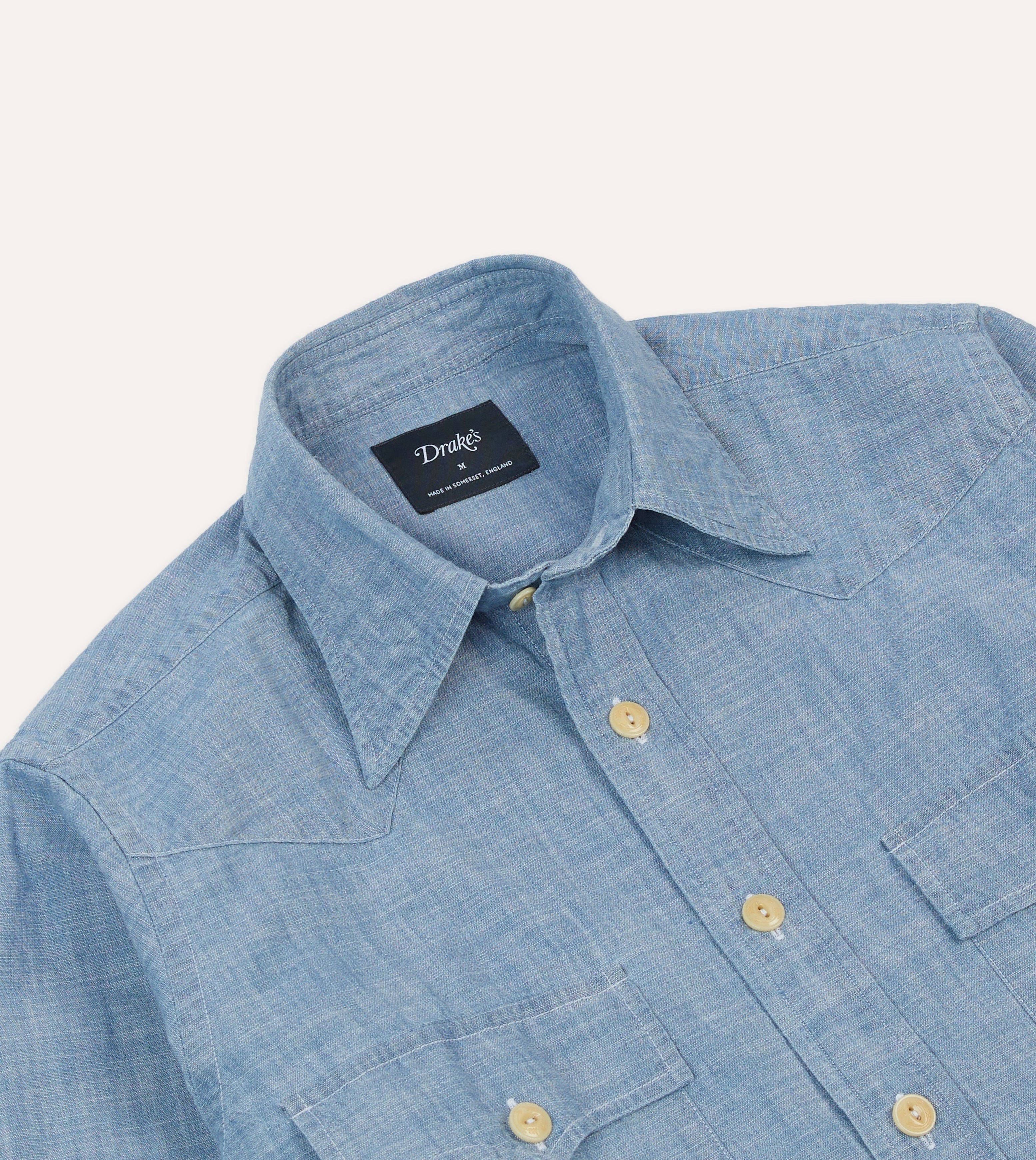 Chambray Two-Pocket Western Shirt Lightweight texture