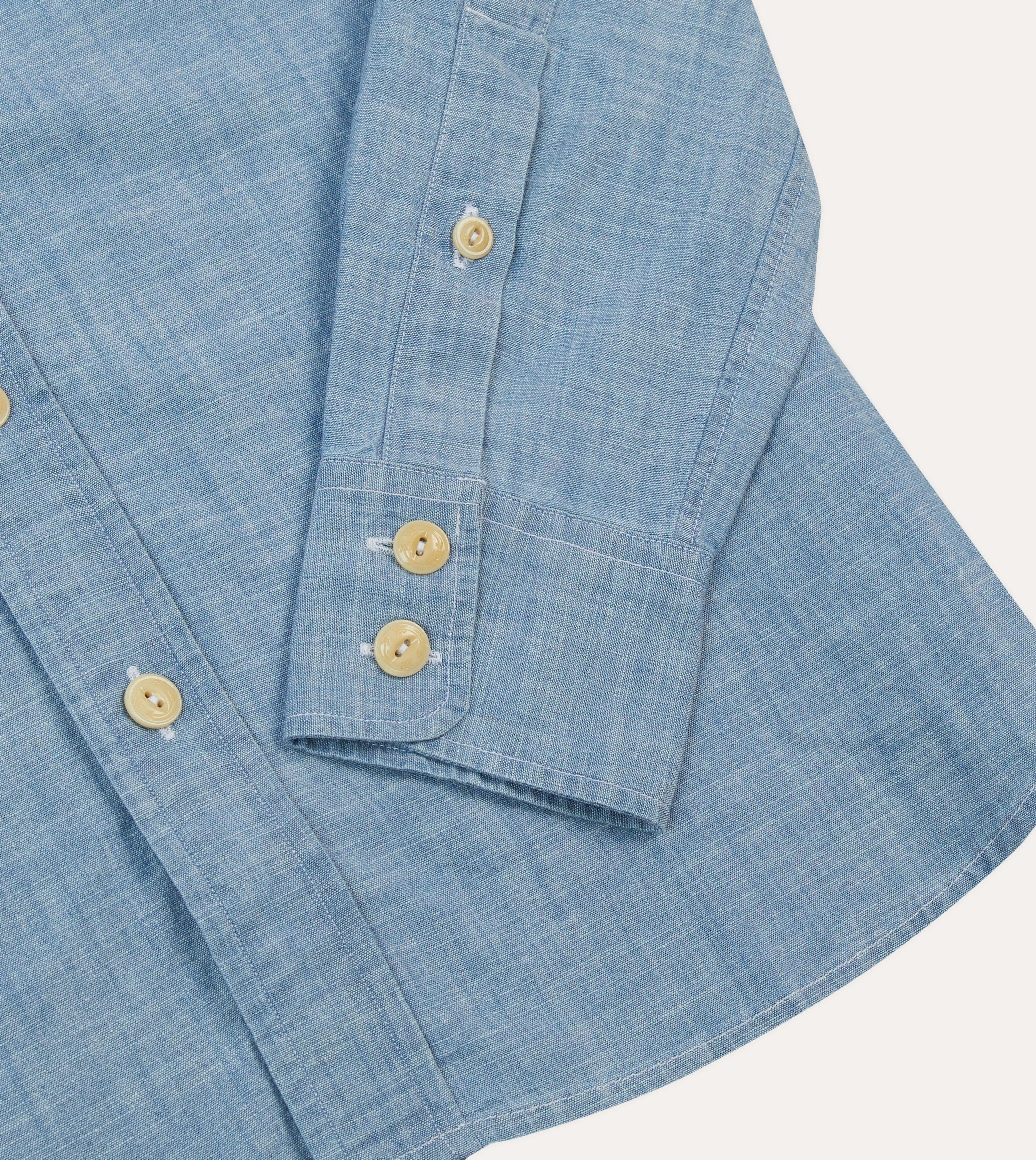 Chambray Two-Pocket Western Shirt Laser Cut Edge Detail