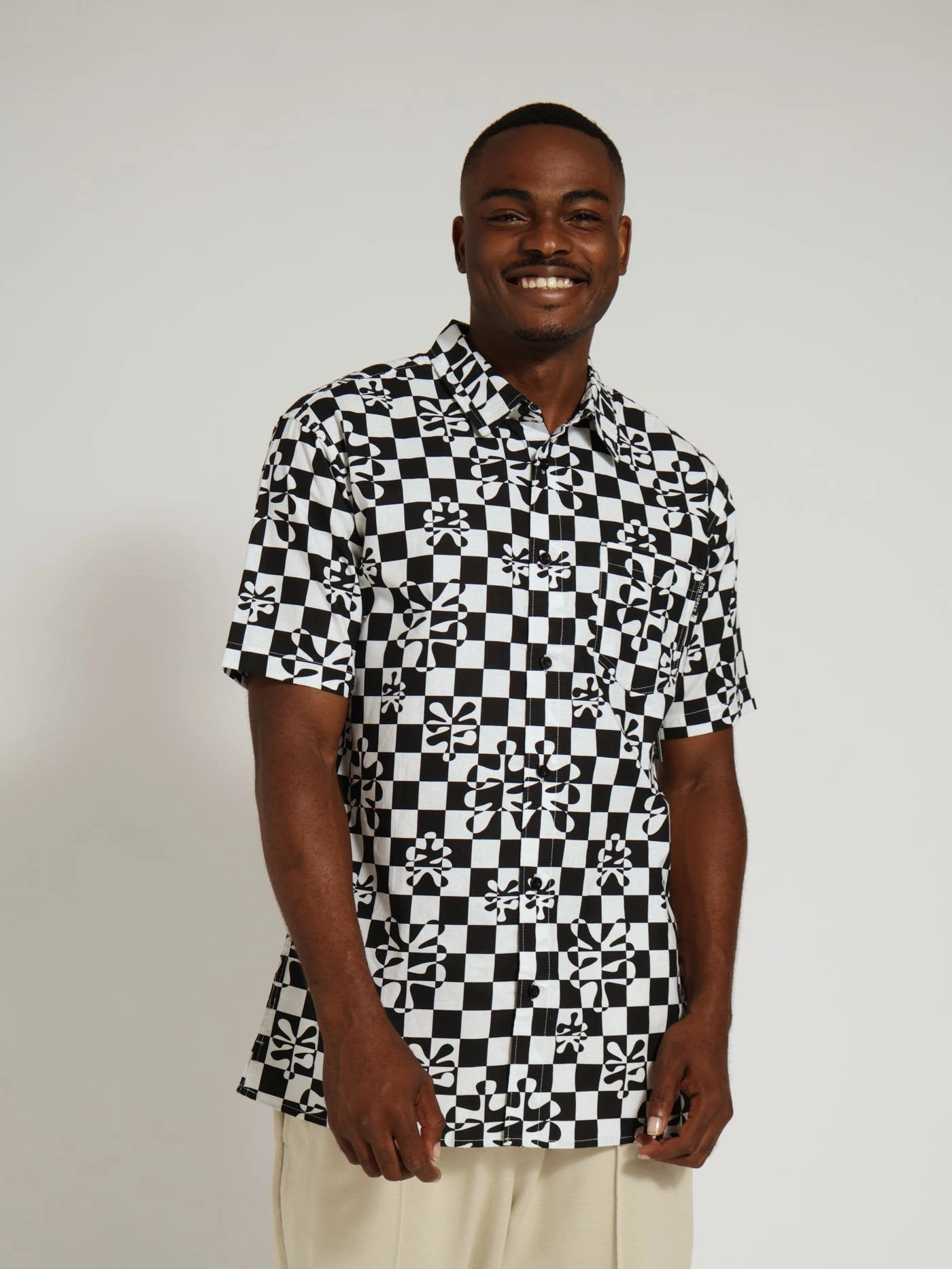 Check Print Woven Shirt - Black/White Smart Casual Bright and Bold