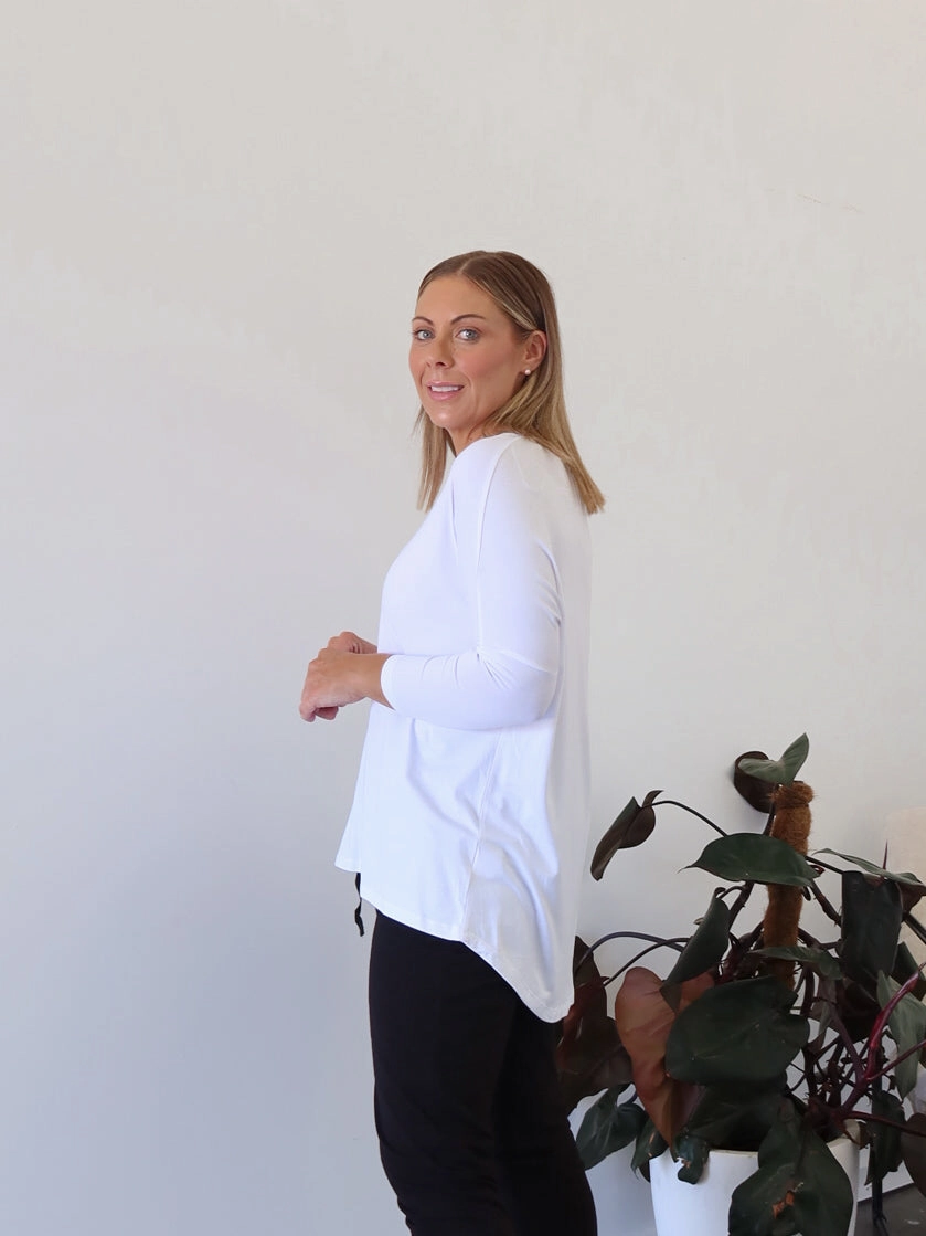 Workplace Use Milan 3/4 Sleeve Top - White