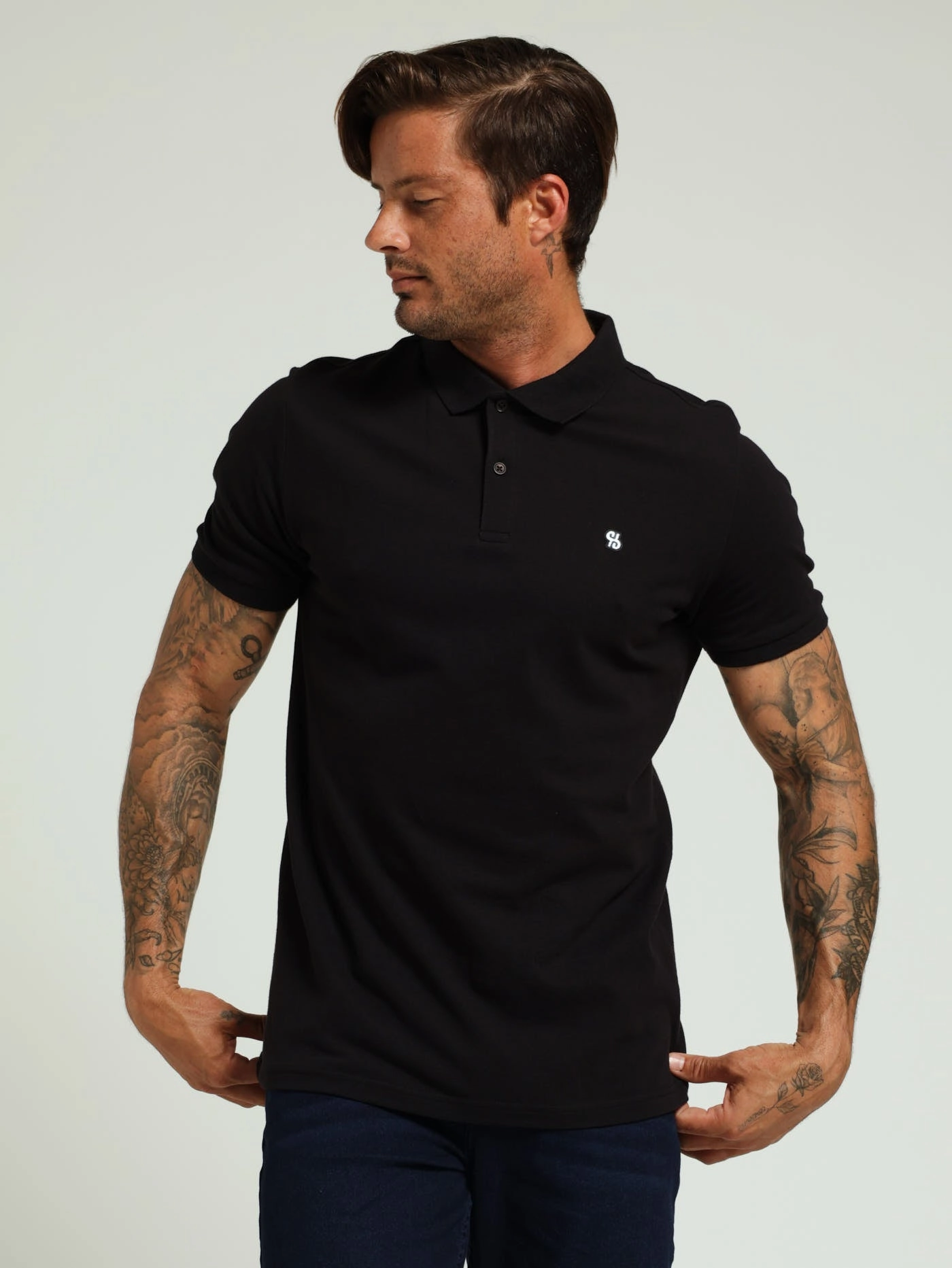 Outdoor Fashion Basic Slim Fit Golfer - Black