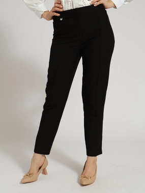 Ripstop Fabric Technology UV protection coating D-Ring Pin Tuck Slim Leg Pants - Black