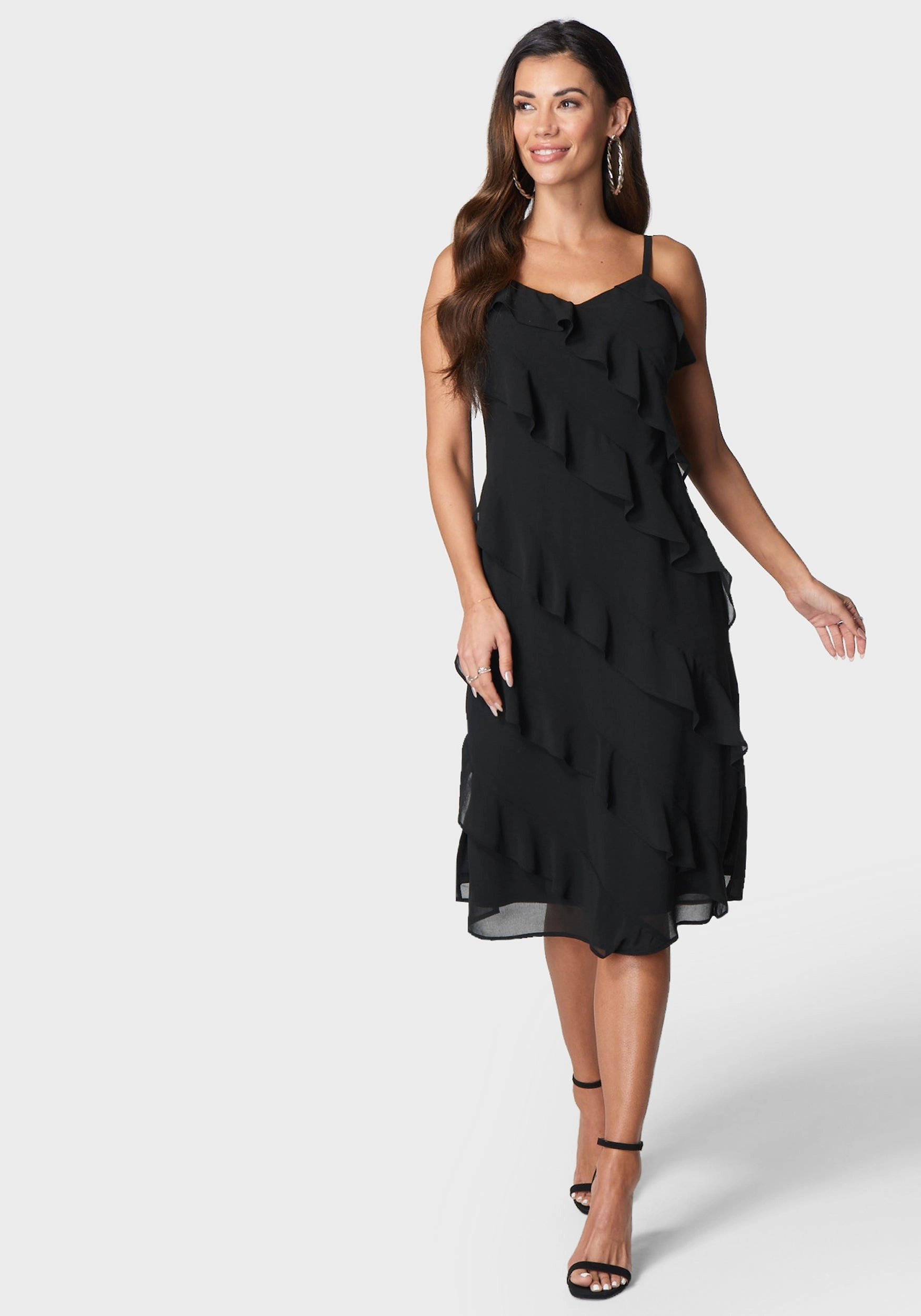 Art Inspired Smart touch Chiffon Ruffle Slip Dress