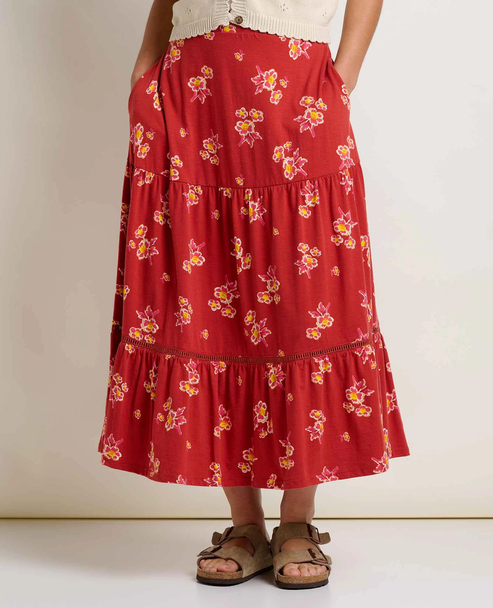 Marigold Tiered Midi Skirt high contrast