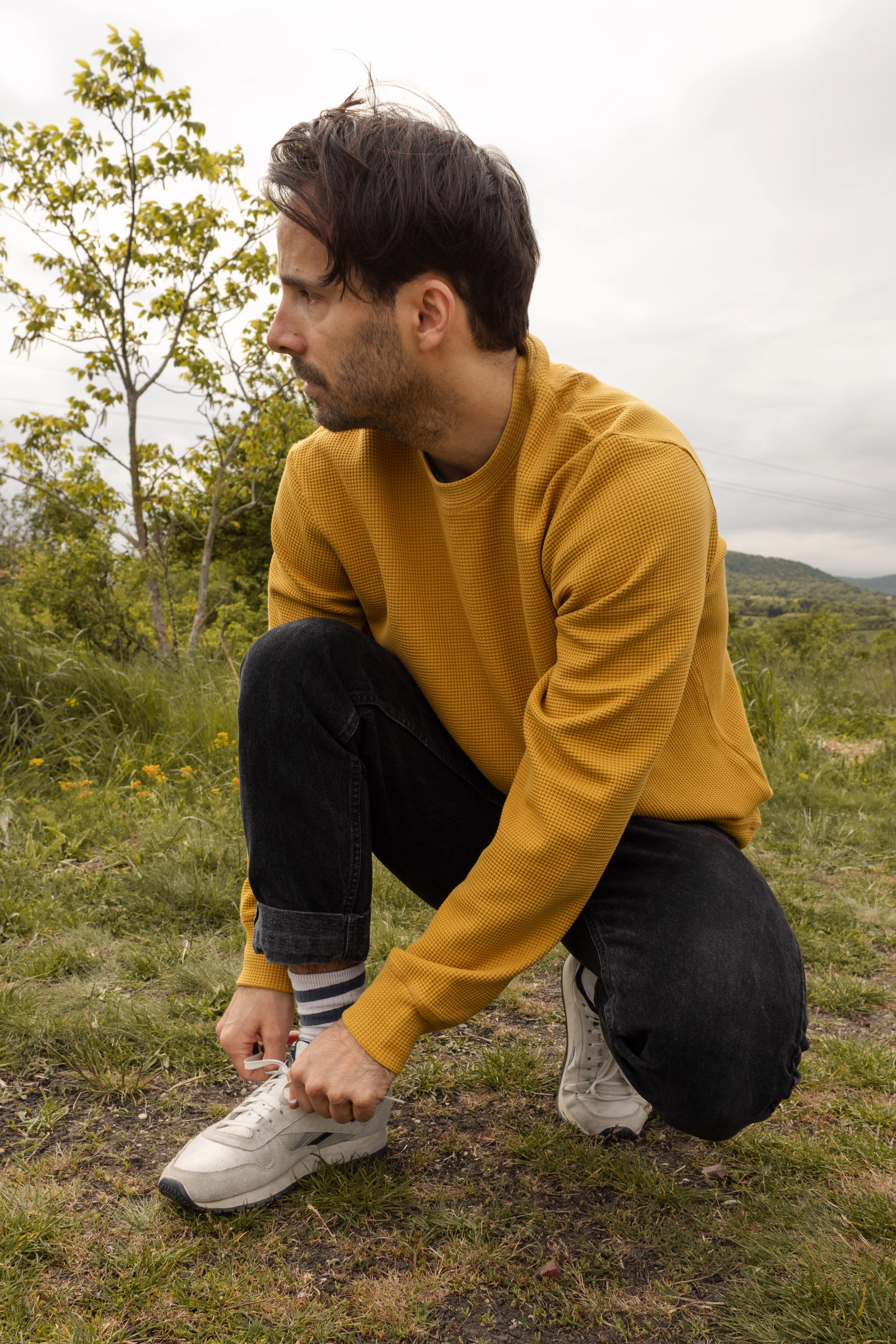 Denim Soft Touch Fabric HIVE CREWNECK / MUSTARD