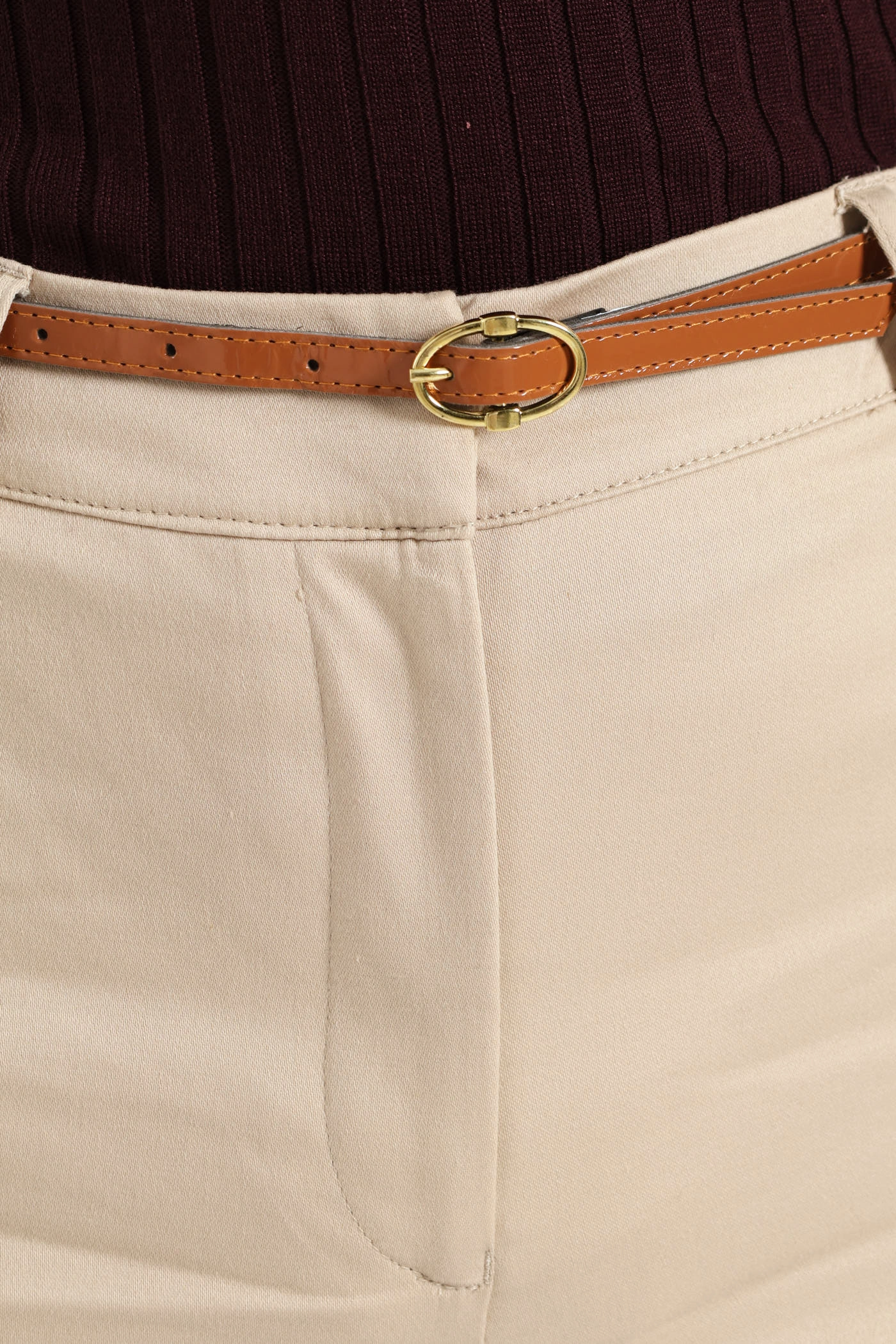 Chino Belted Pants - Cream Layer-Friendly