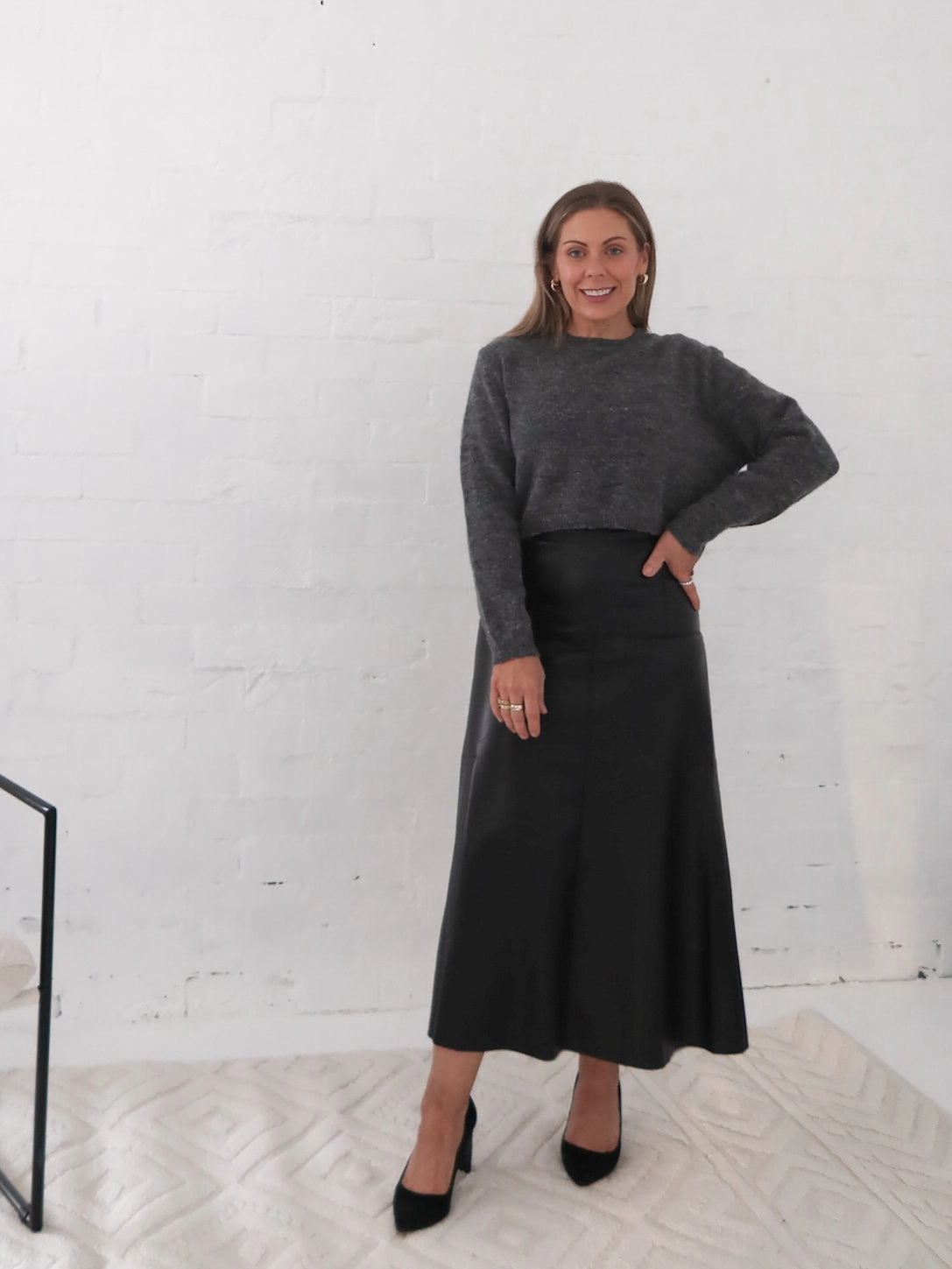 Cashmere Touch Layered Look Saffy Skirt - Black