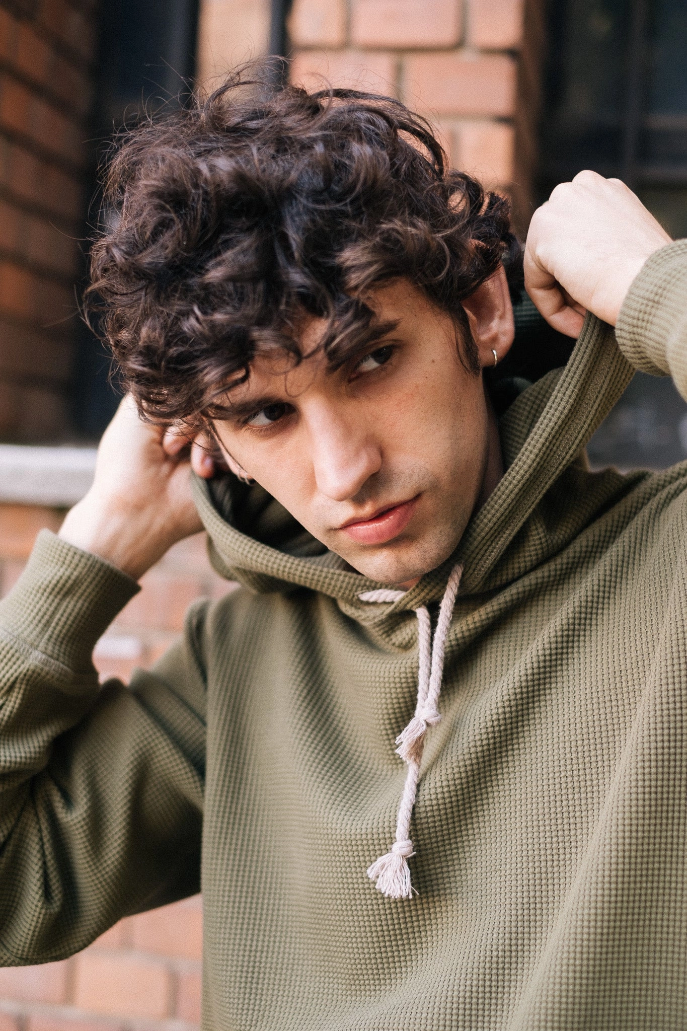 Cozy Vibe product geometric precision HIVE HOODIE / OLIVE