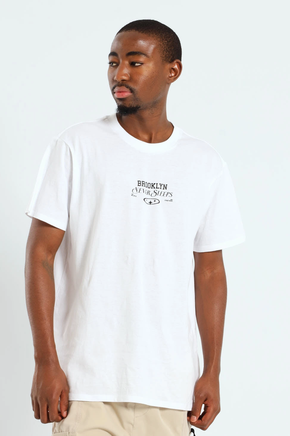 Fashion-Forward Fit City Printed Front & Back Tee - White