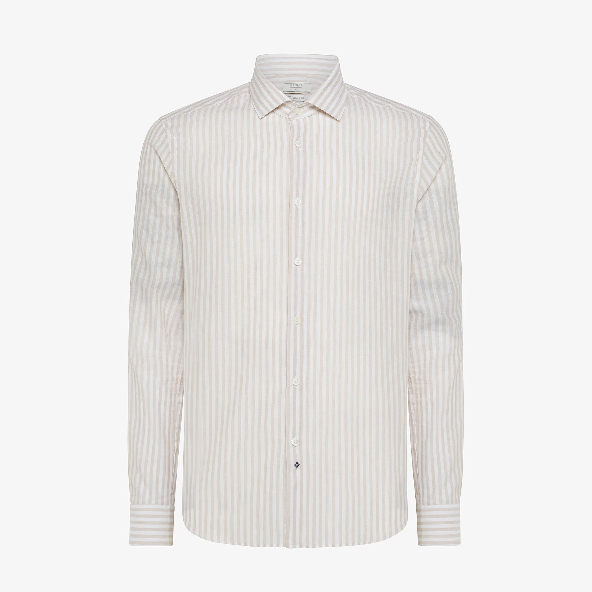 Bold Style Clamenc shirt Stripe Voile Cotton Linen