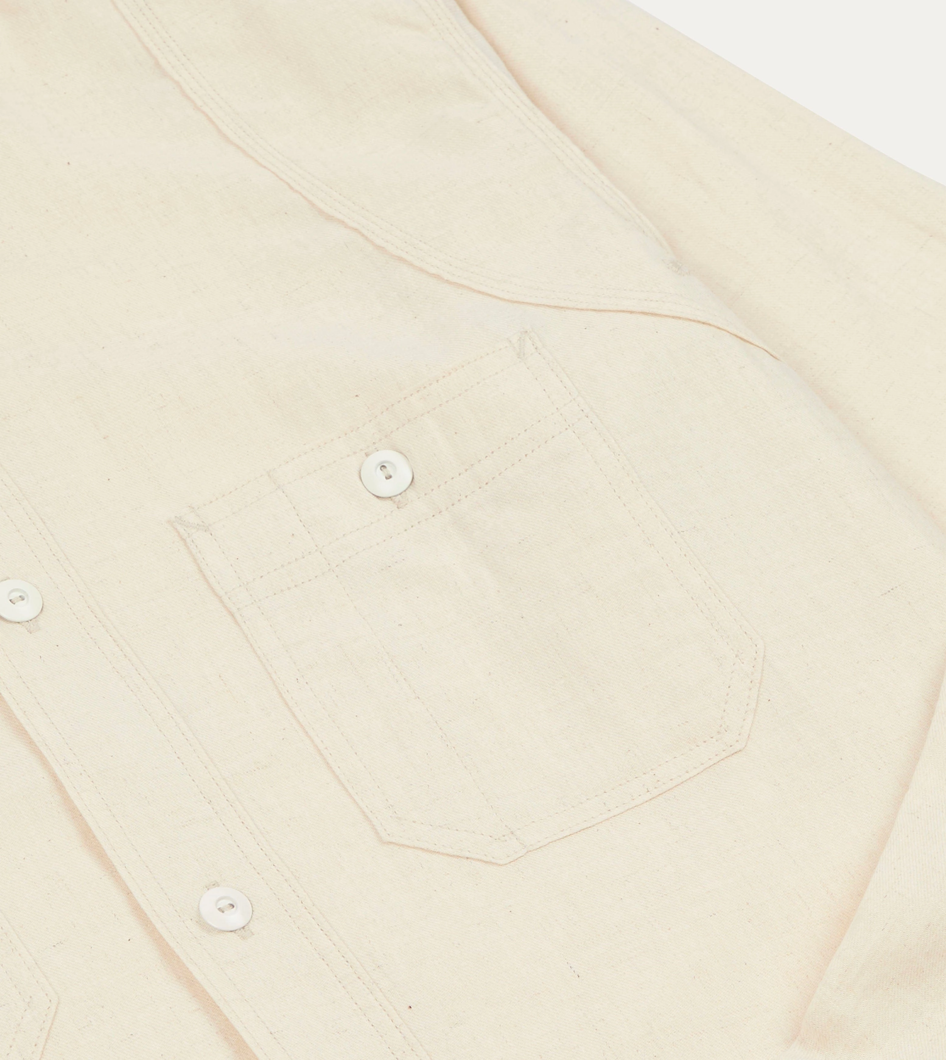 Backpacking Trip Thermal Regulation Fabric Big Yank '1920' Ecru Cotton-Linen Twill Flyer Shirt