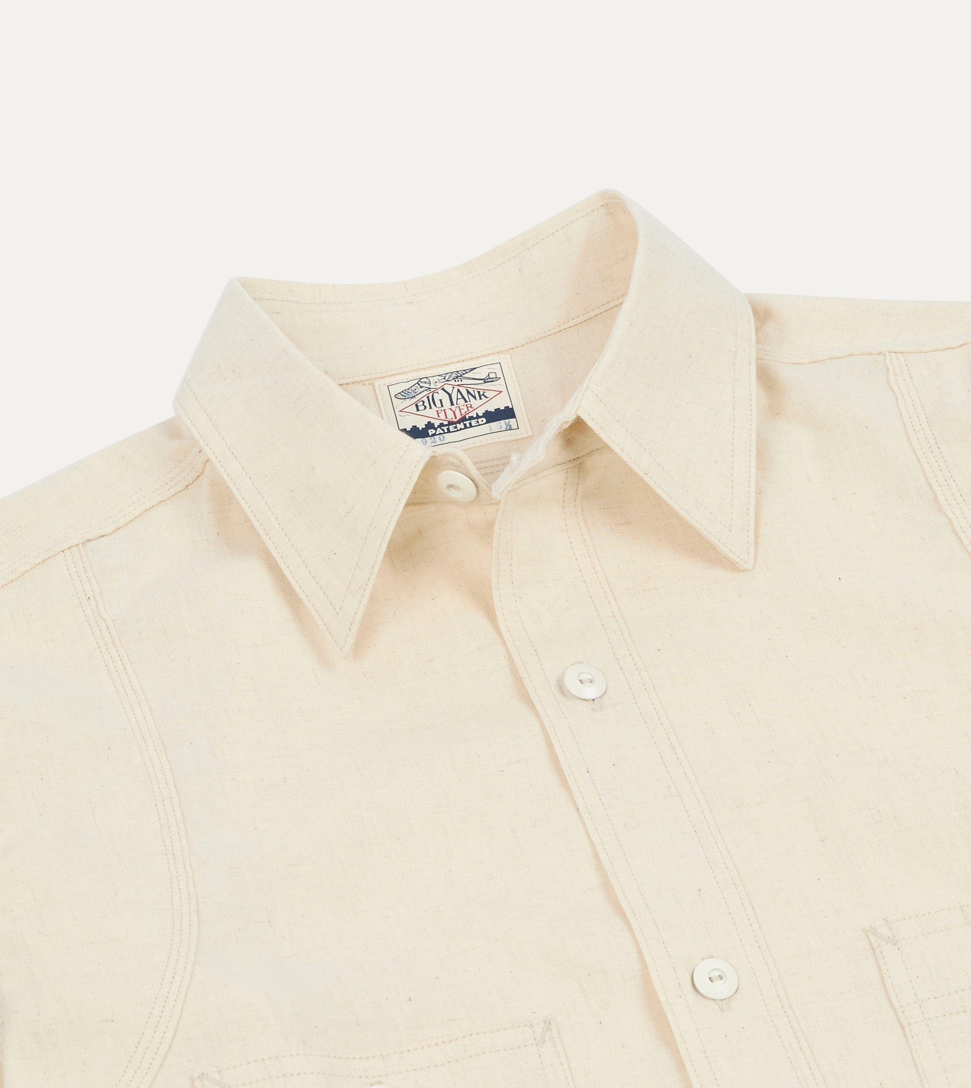Modern Aesthetic Big Yank '1920' Ecru Cotton-Linen Twill Flyer Shirt