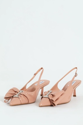 Kaci Kitten Heel Slingback With Bow - Blush Glamorous Shoes