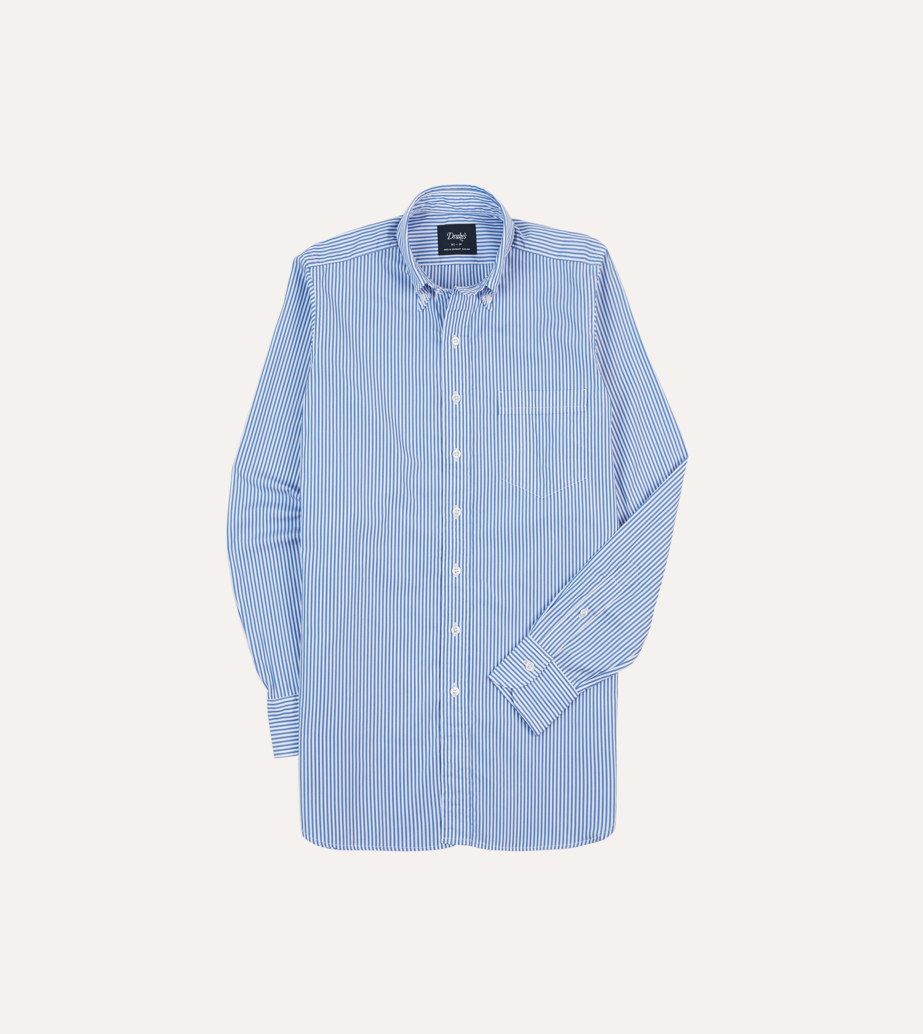 Blue Bengal Stripe Cotton Poplin Button-Down Shirt Festival Outfit Everyday Essential
