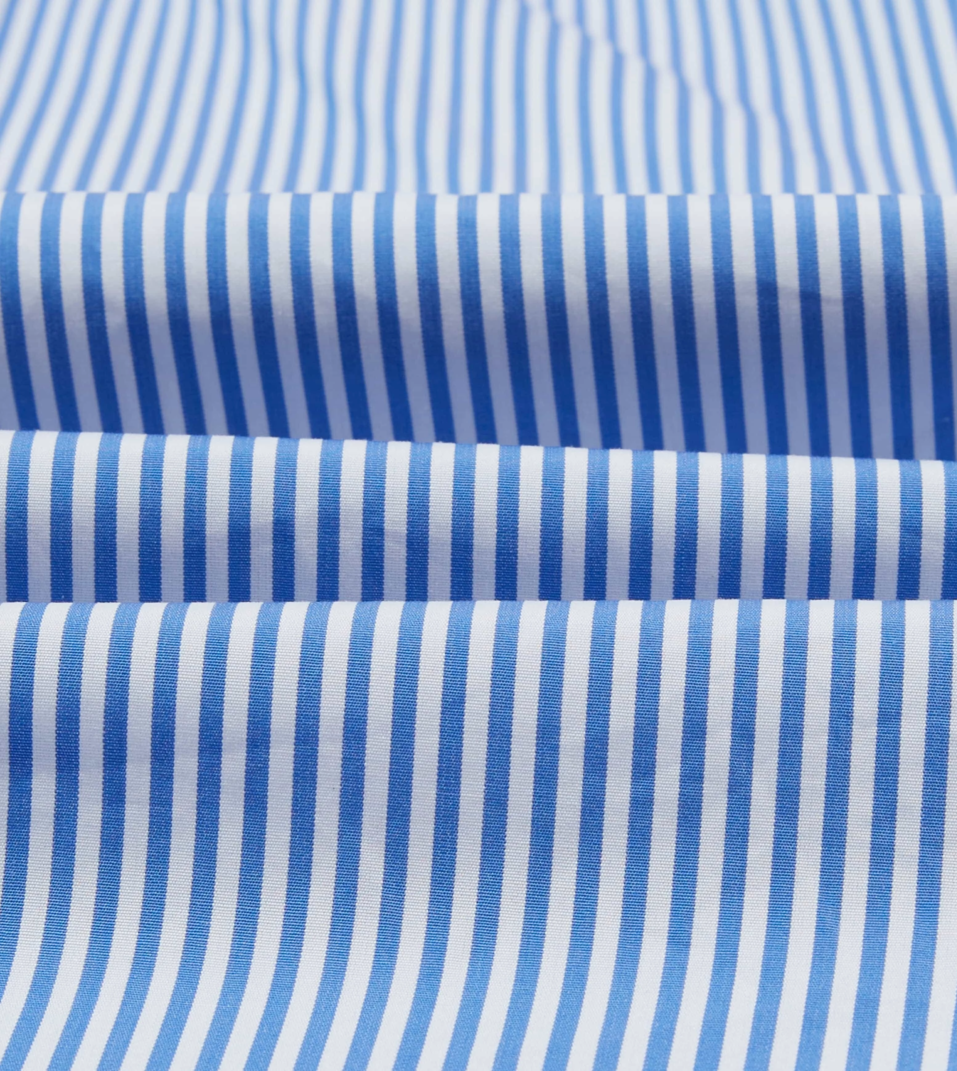 Microfiber Material Blue Bengal Stripe Cotton Poplin Button-Down Shirt