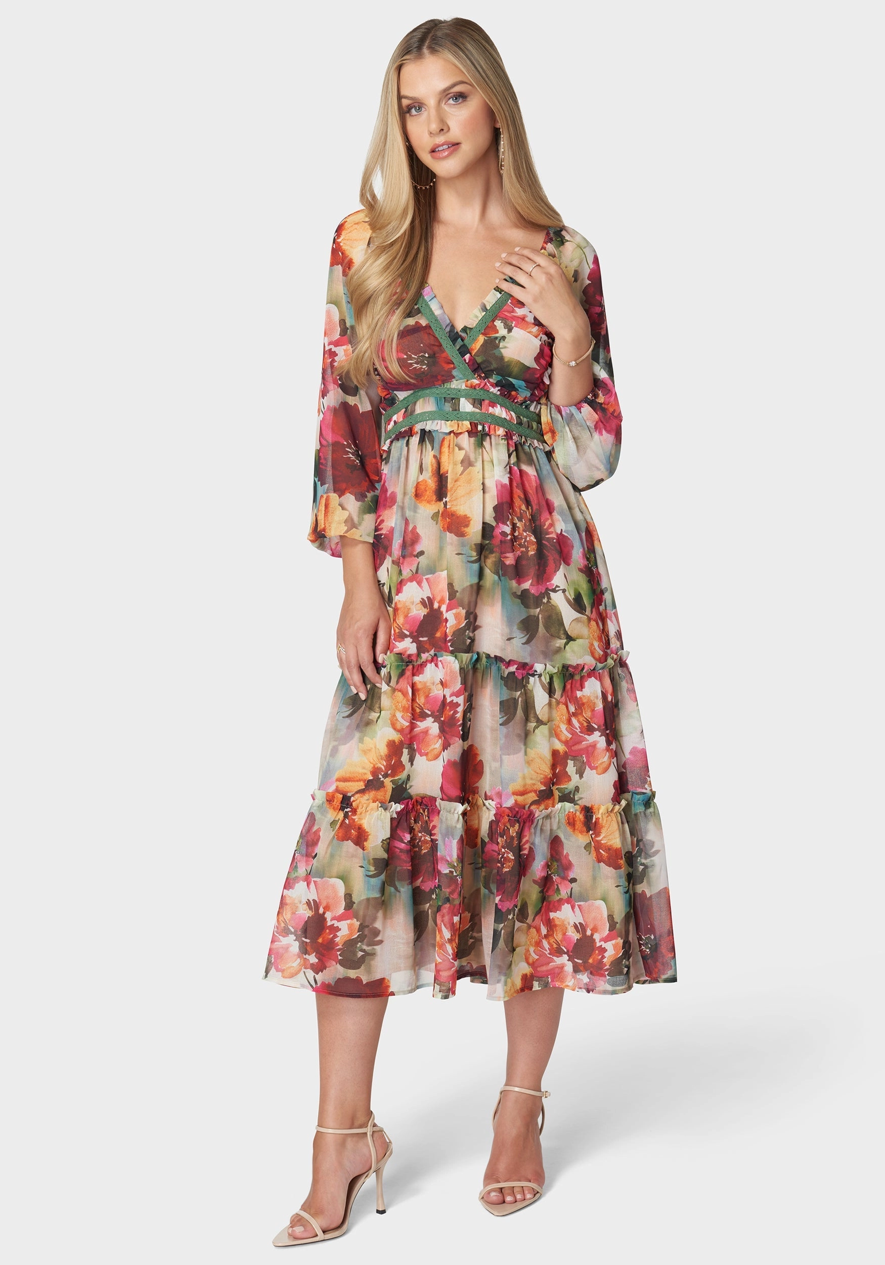 Jasmine Lace Up Midi Dress Nature Glow Gentle Texture