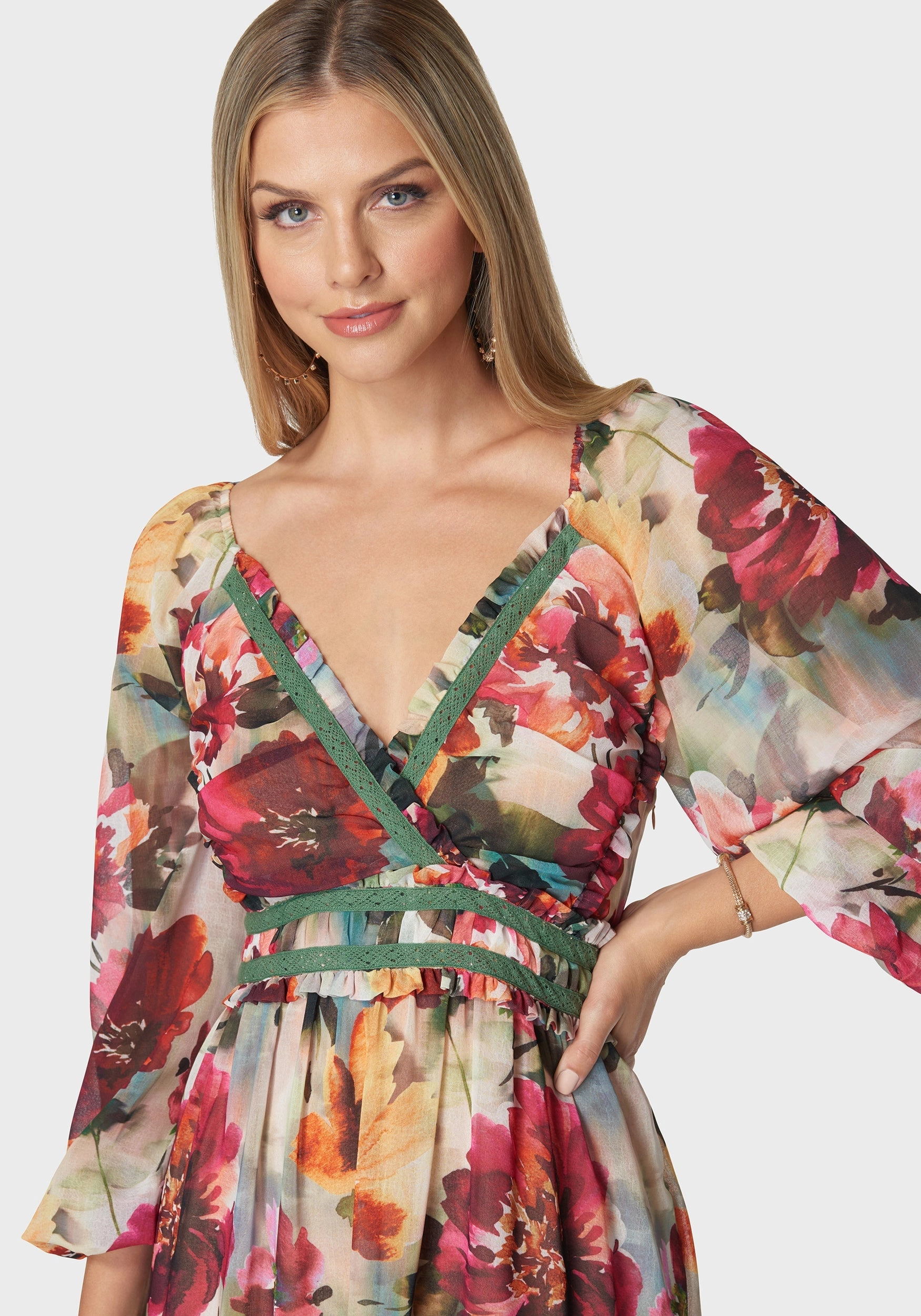 Fine Details Spring Vibe Jasmine Lace Up Midi Dress