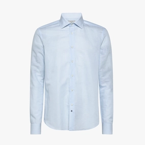 Clamenc yarn dyed striped structure shirt Easy Layering Stretchable Knit