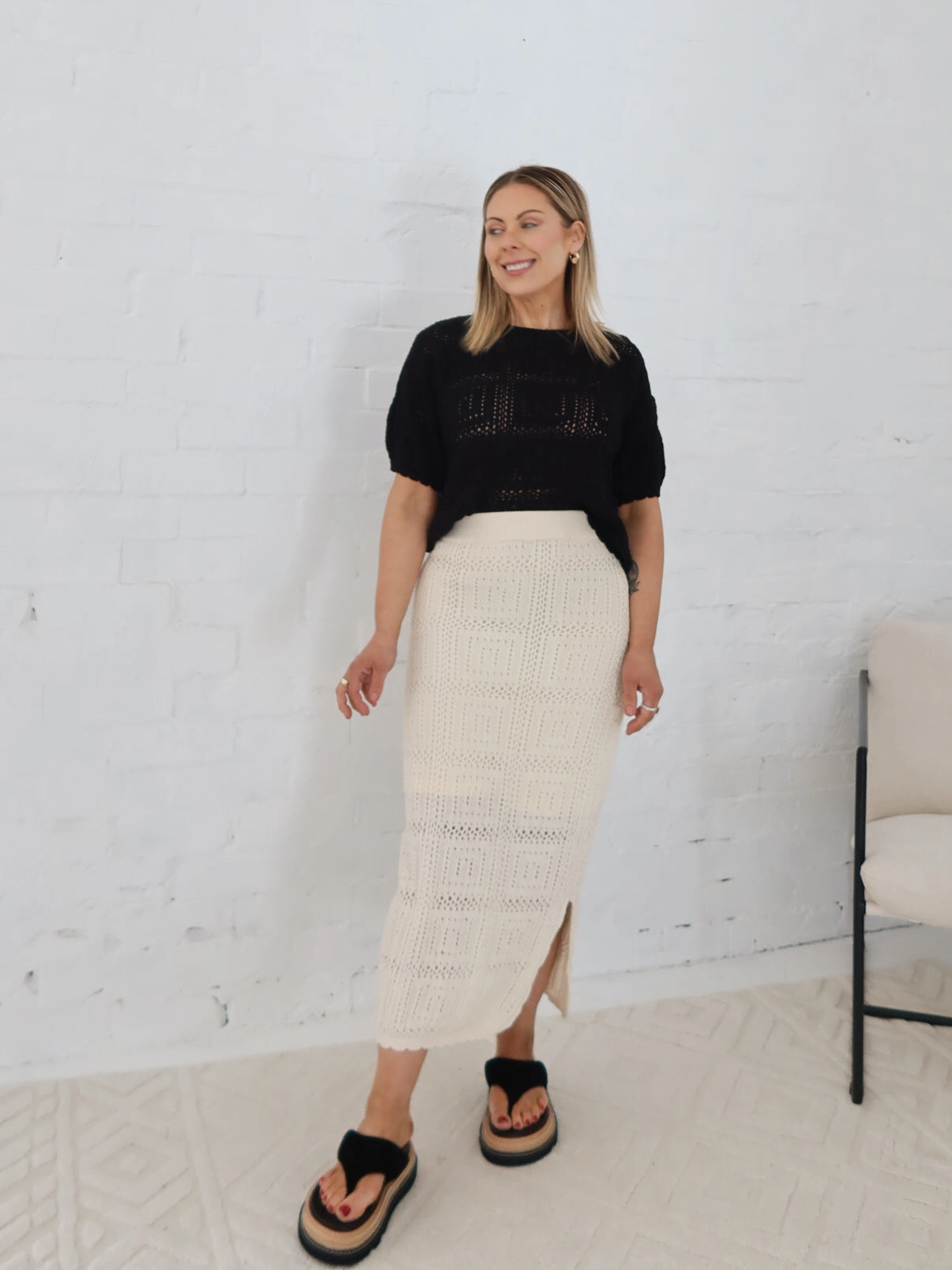 Radiance Crochet Skirt - Vanilla Layered Style Tapered Cut