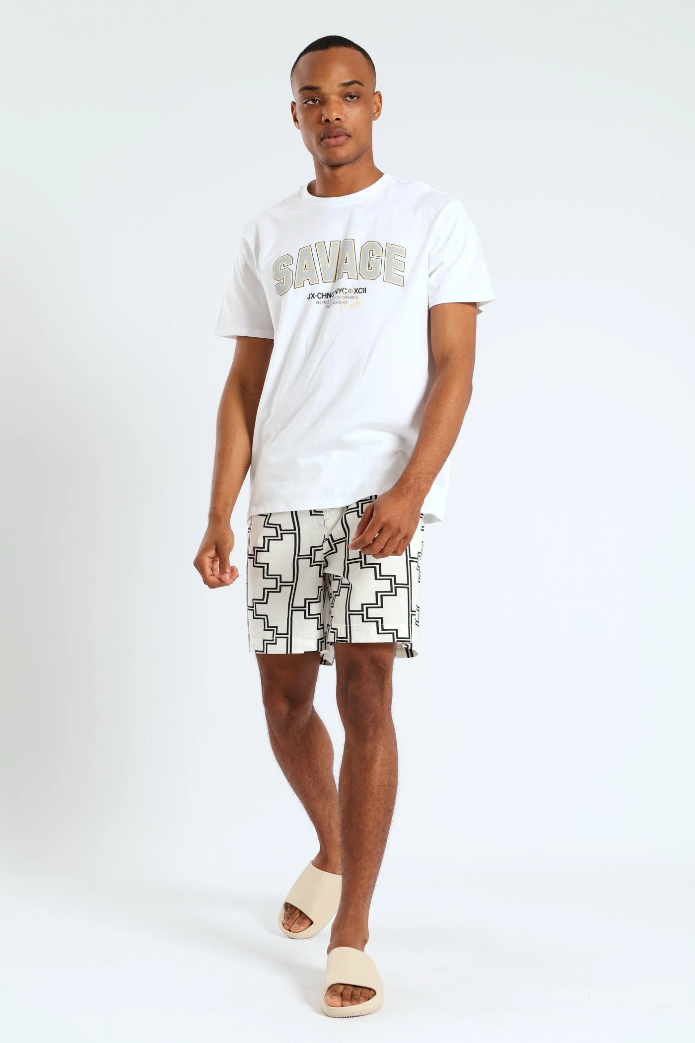 Savage Print Tee - White Comfortable All Day Wear