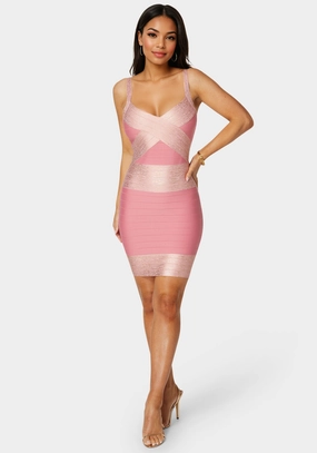 Cafe Vibe Vibrant color Color Block Bandage Dress