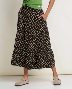 Minimalist Layering Marigold Tiered Midi Skirt