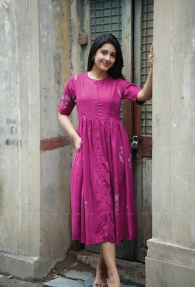 EcoFriendlyDye Seamless-Look Solstice Maroon with Muted Muse Maternity and Feeding Dress