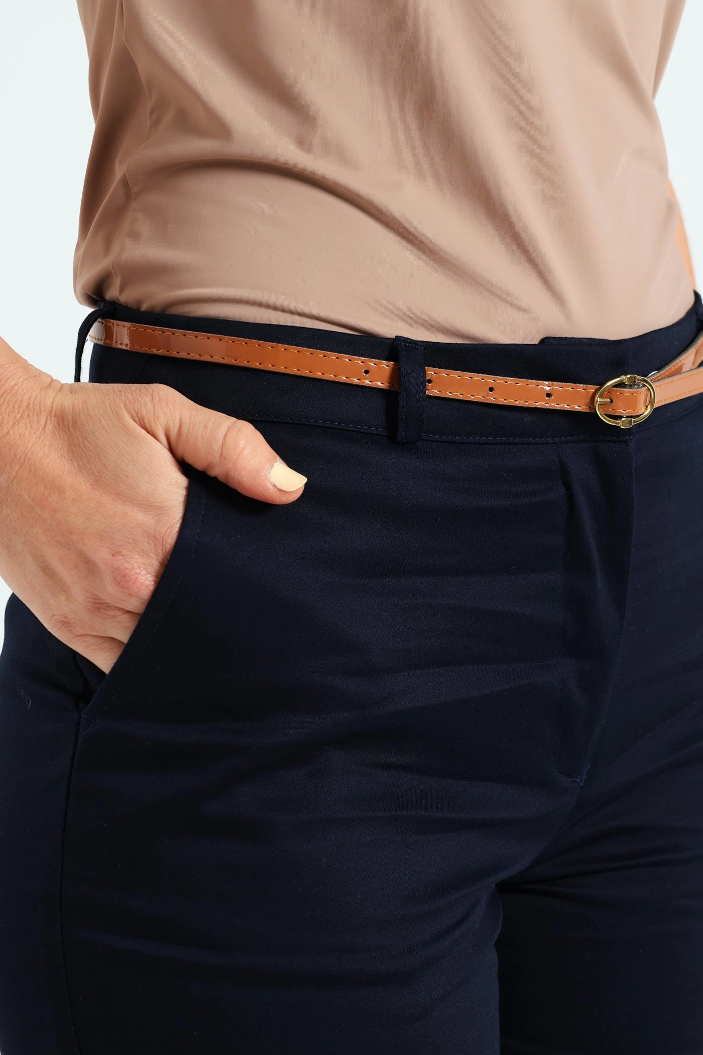 Chino Belted Pant - Navy AllDayCompression Trendy Comfort