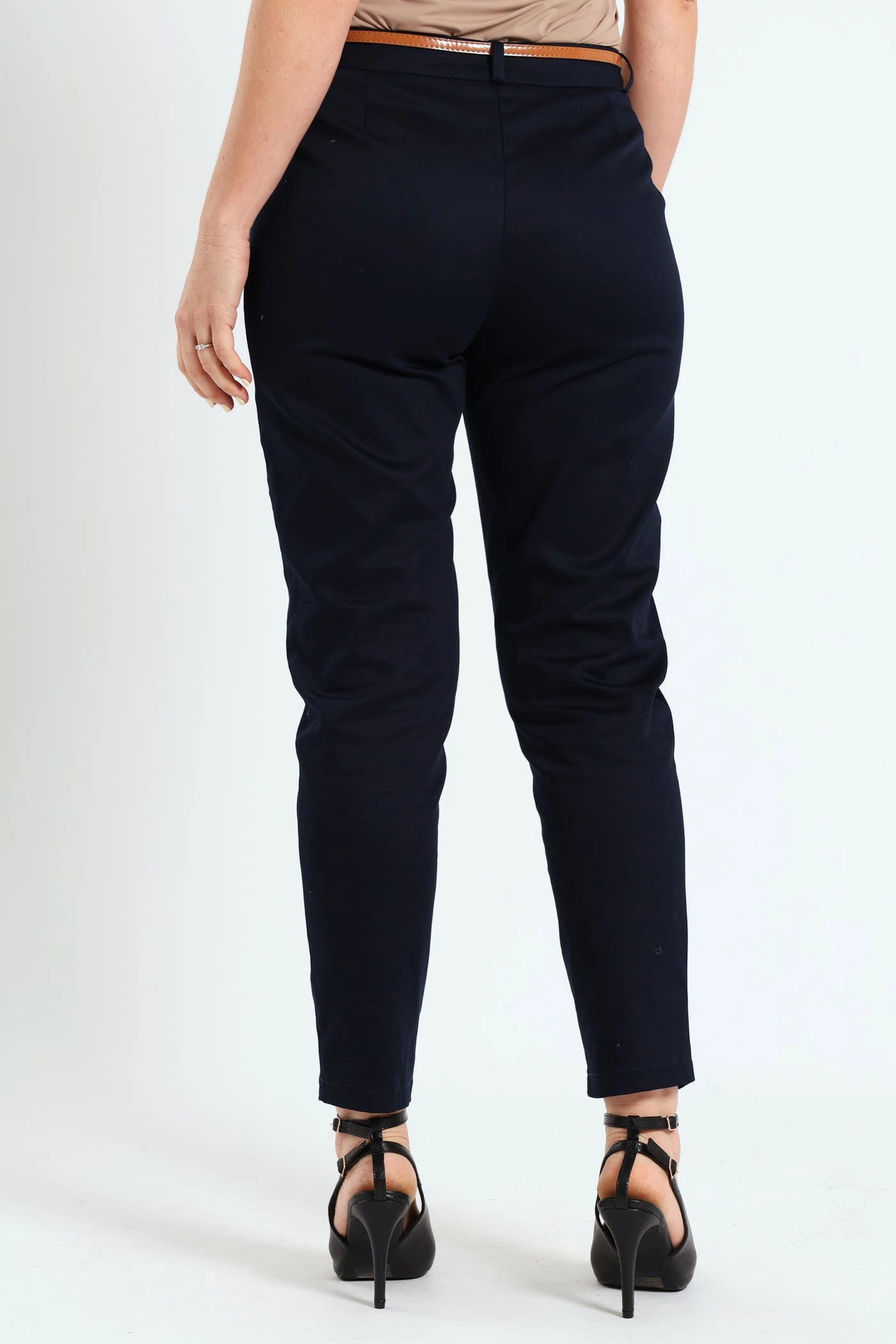 Comfy Texture Chino Belted Pant - Navy
