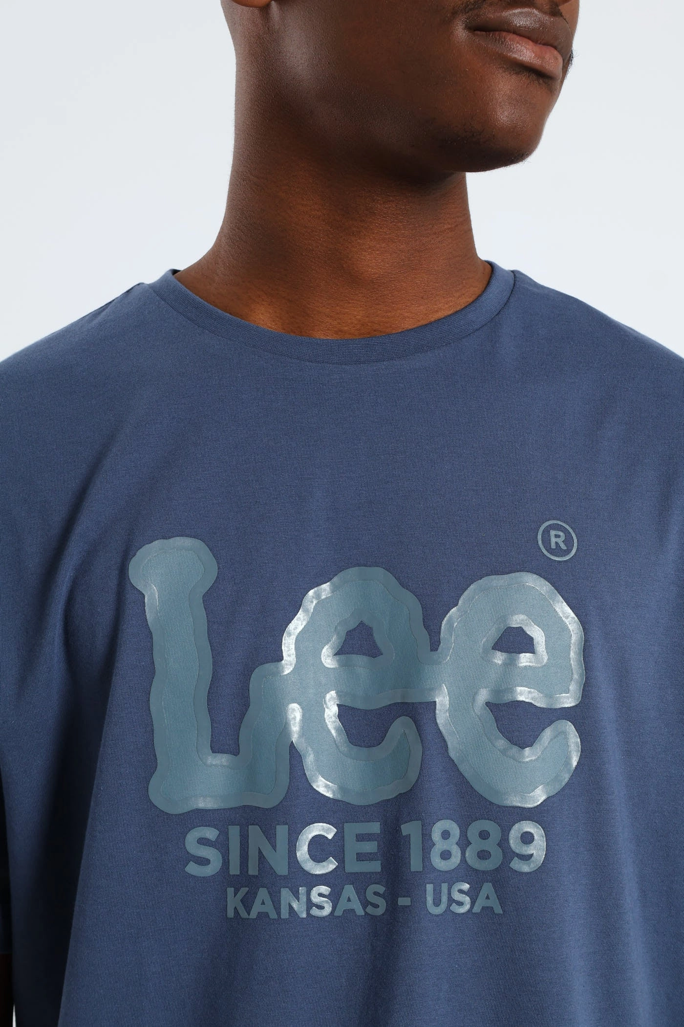 Gel Outline Logo Tee - Blue Soft Finish