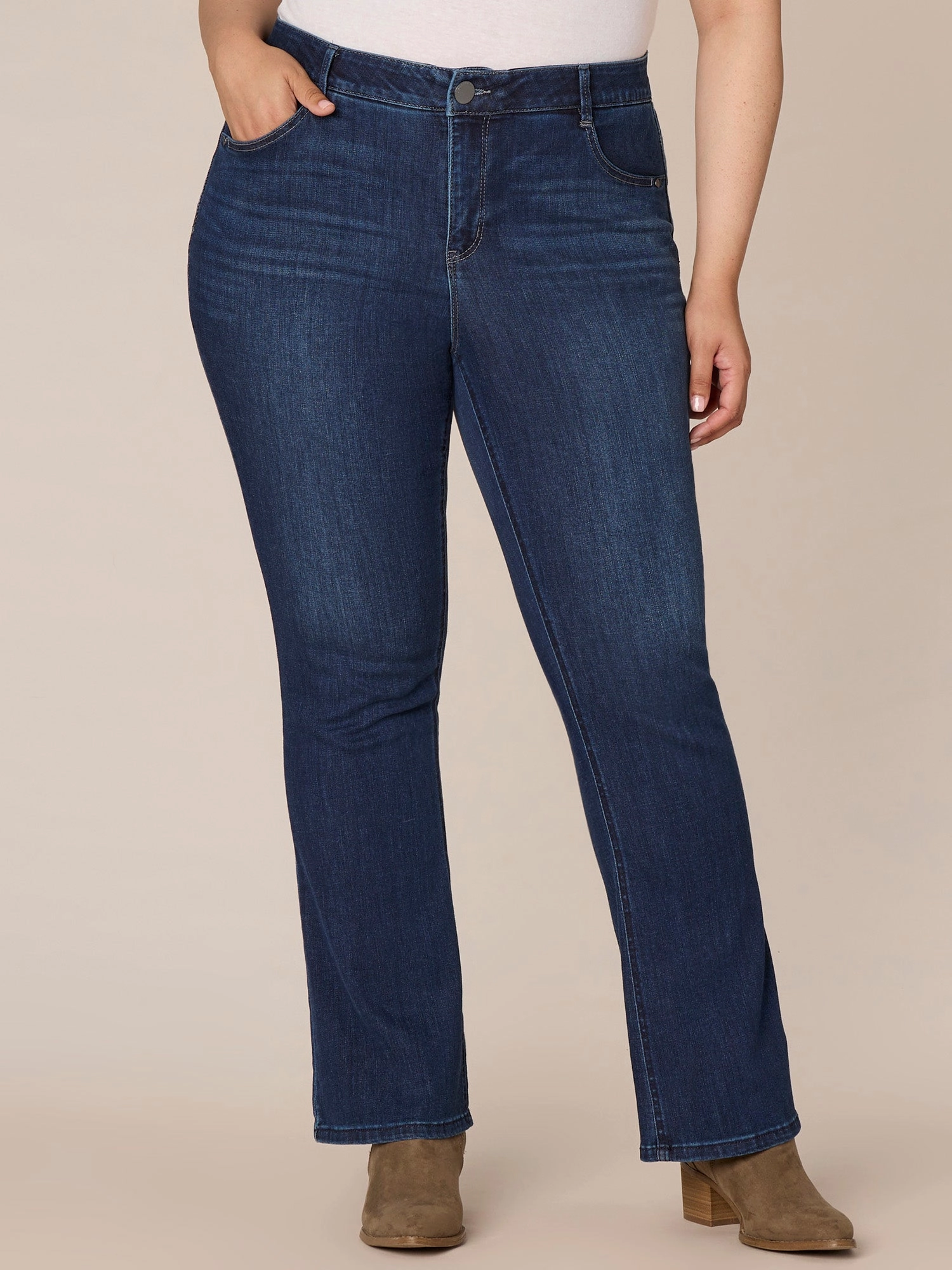Bold Look Parent Style "Ab"solution High Rise Cascading "D" Itty Bitty Boot Plus Size Jeans