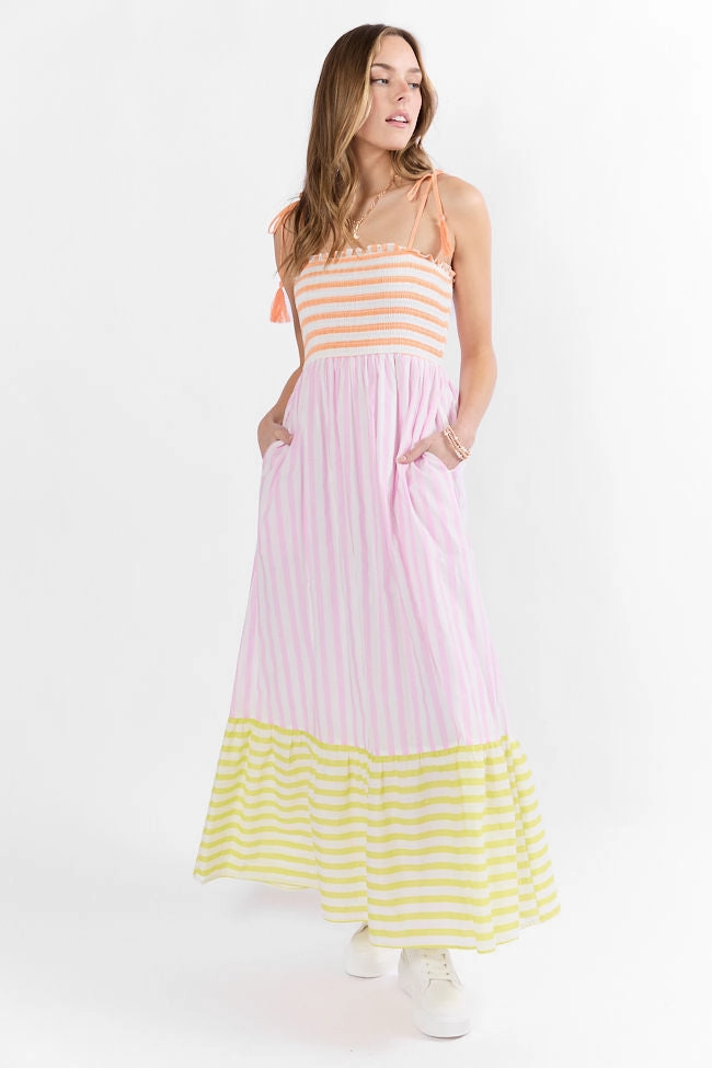 Pure Aesthetic Comfy Comfort Forever Again Sherbet Striped Color Block Maxi Dress FINAL SALE