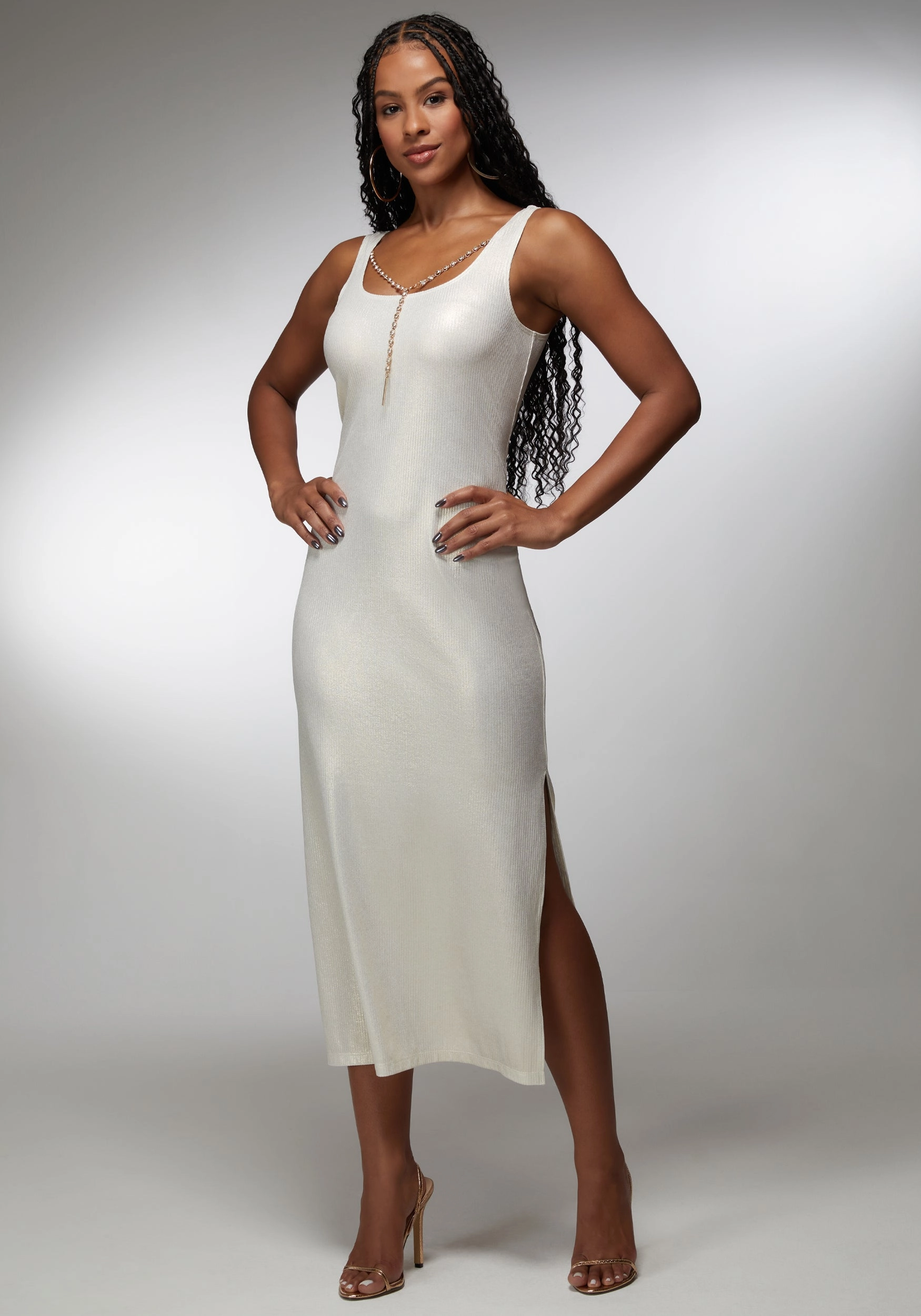 Foil Rib Maxi With Chain Detail Softly Structured