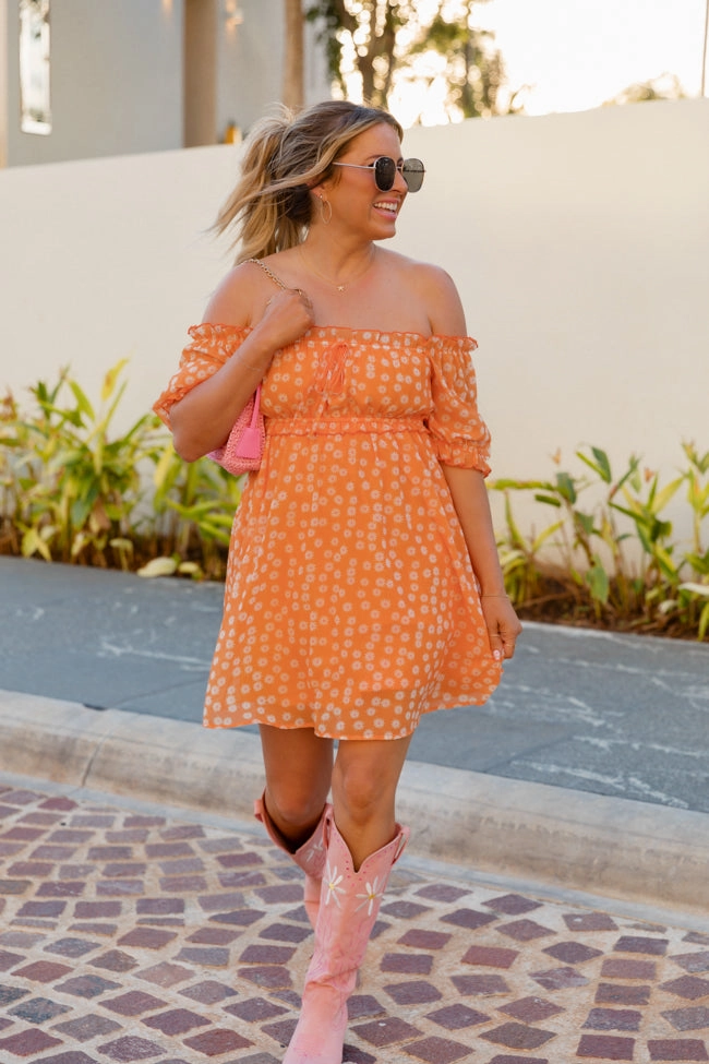Gift-Worthy Golden Hour Gulf Orange Floral Dress FINAL SALE