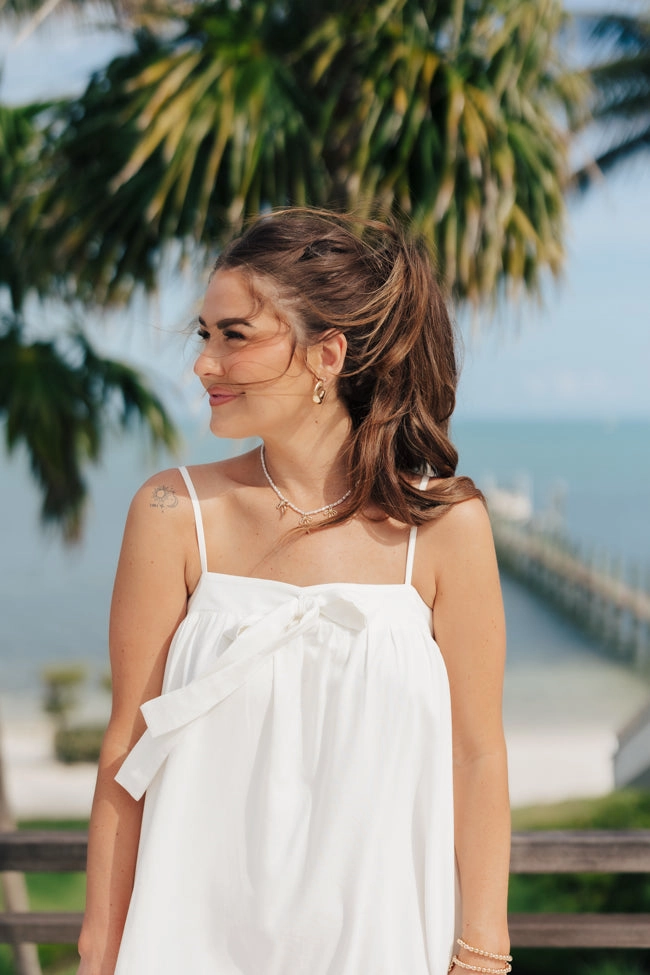 Evening Tone Saltwater Soul Ivory Lattice Mini Dress FINAL SALE