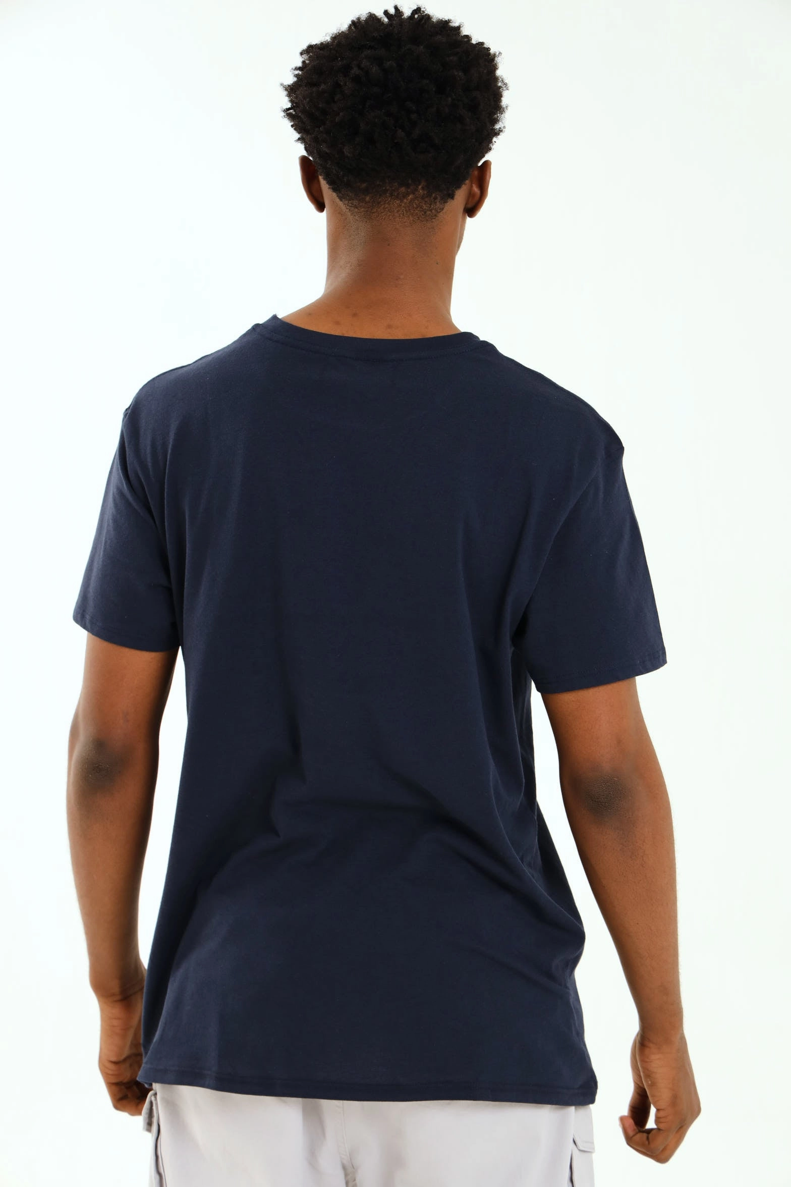 Short Sleeve Basic Print Tee - Navy Essential Comfort Floral Print