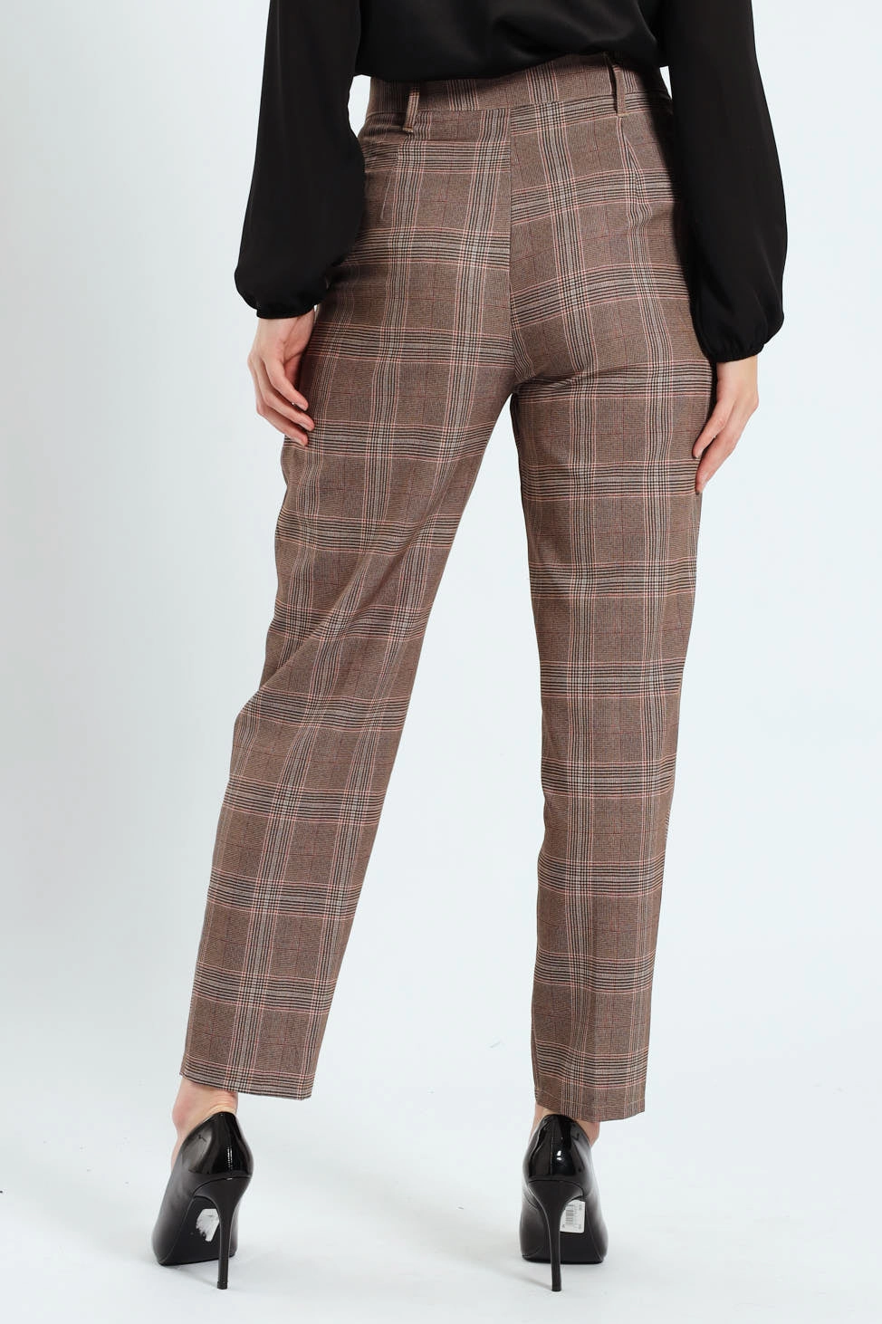 Cozy Layer Cozy Material Tartan Check Tapered Leg Pants - Brown