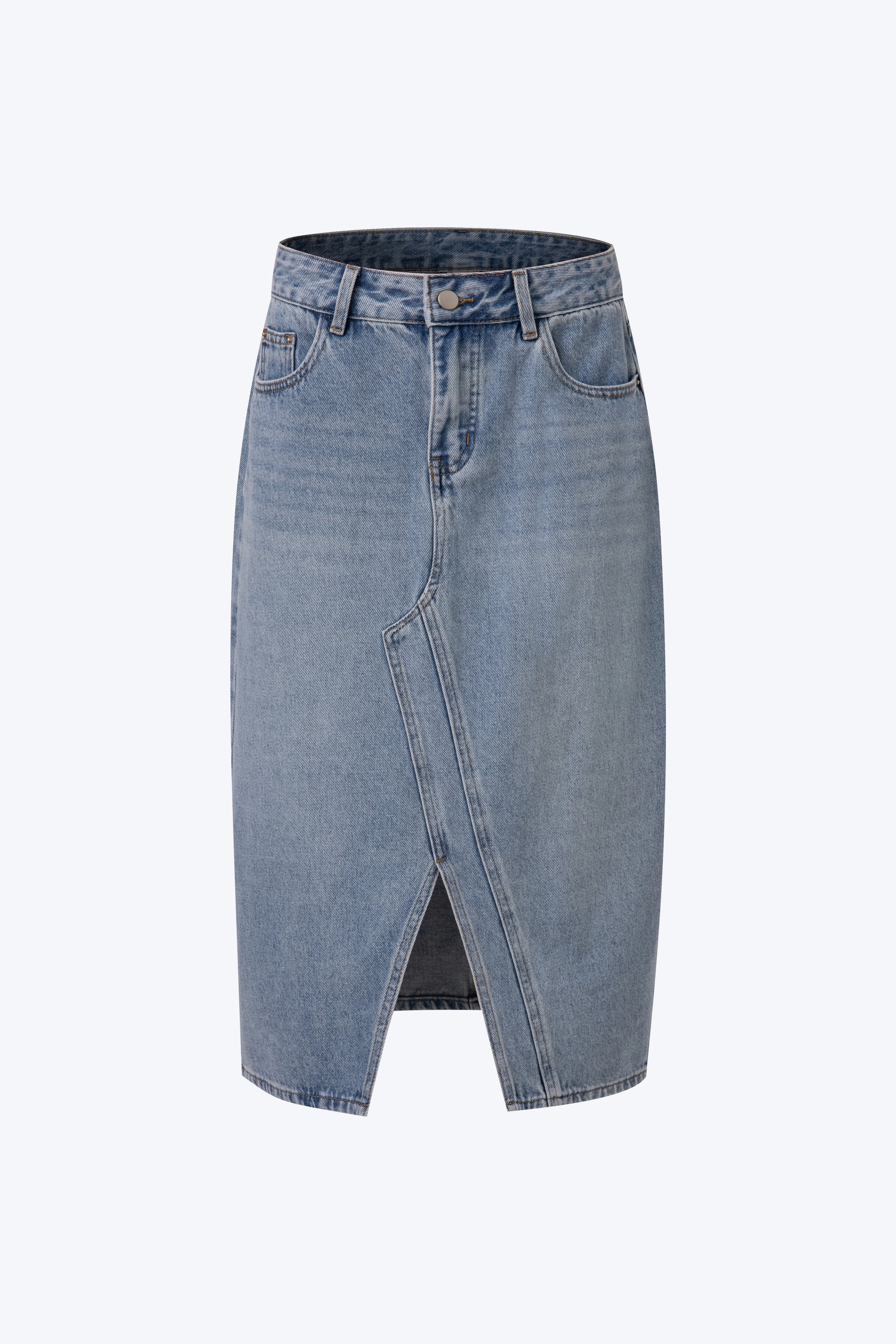 Front Slit Skirt - Denim Modern Tones Clean Outfit